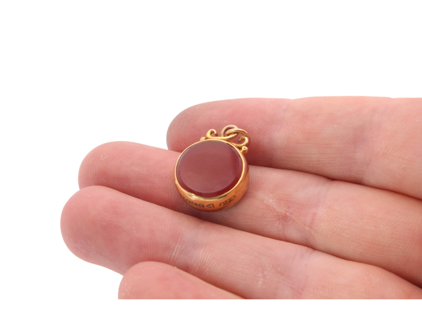 Antique 9ct Gold Bloodstone Carnelian Pendant Fob