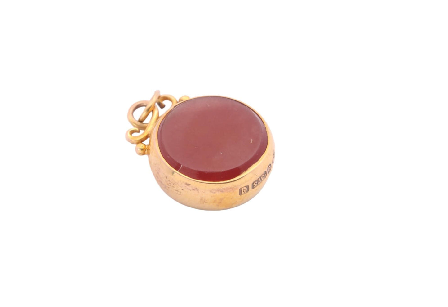 Antique 9ct Gold Bloodstone Carnelian Pendant Fob