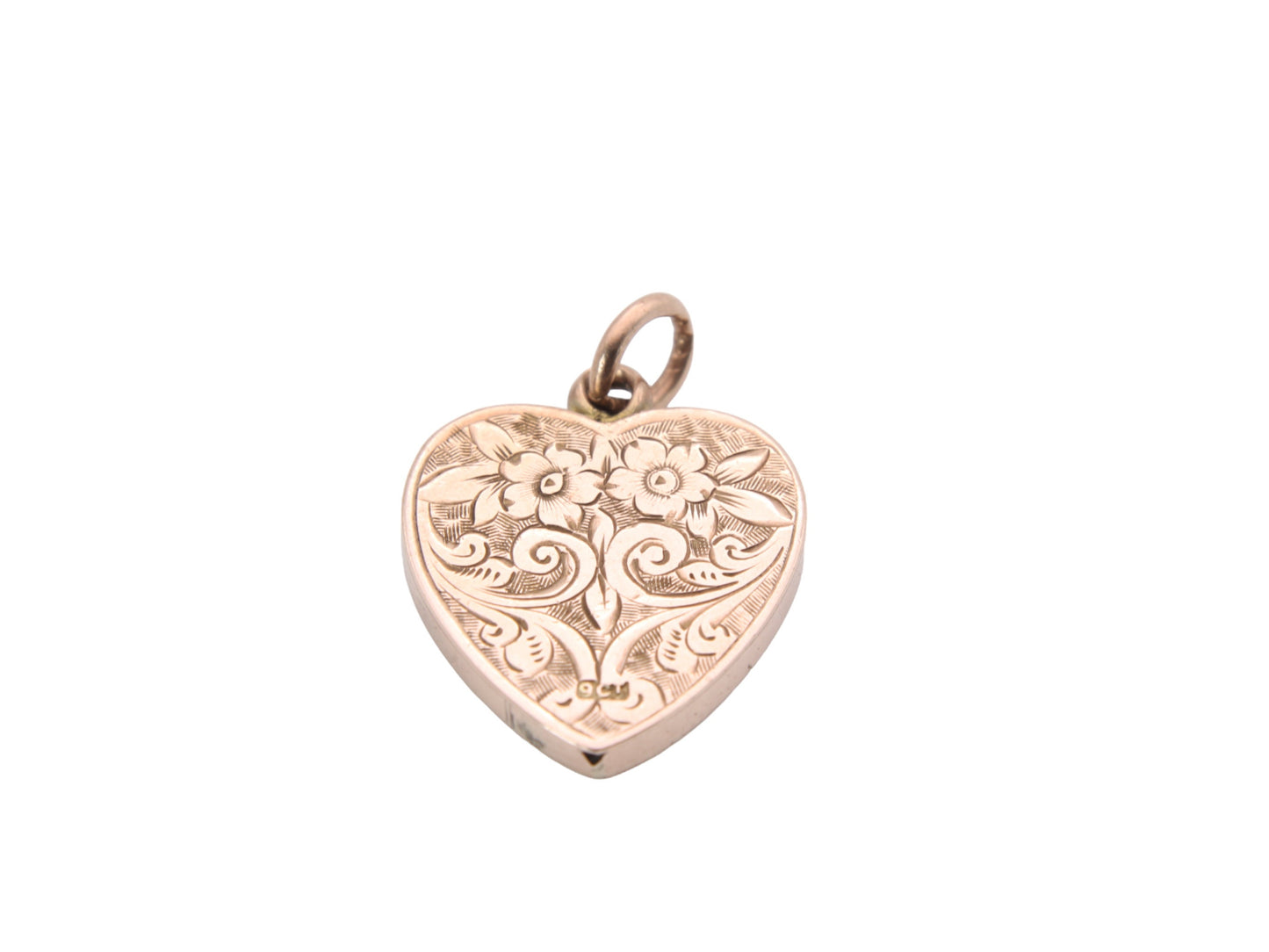 Antique 9ct Gold Chased Heart Pendant