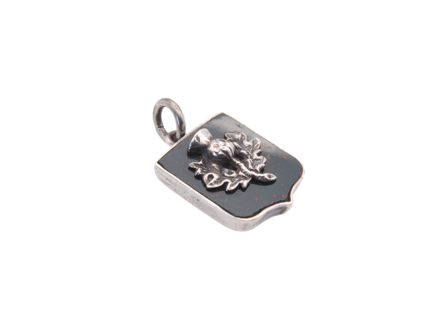 Antique Silver Thistle Bloodstone Shield Pendant