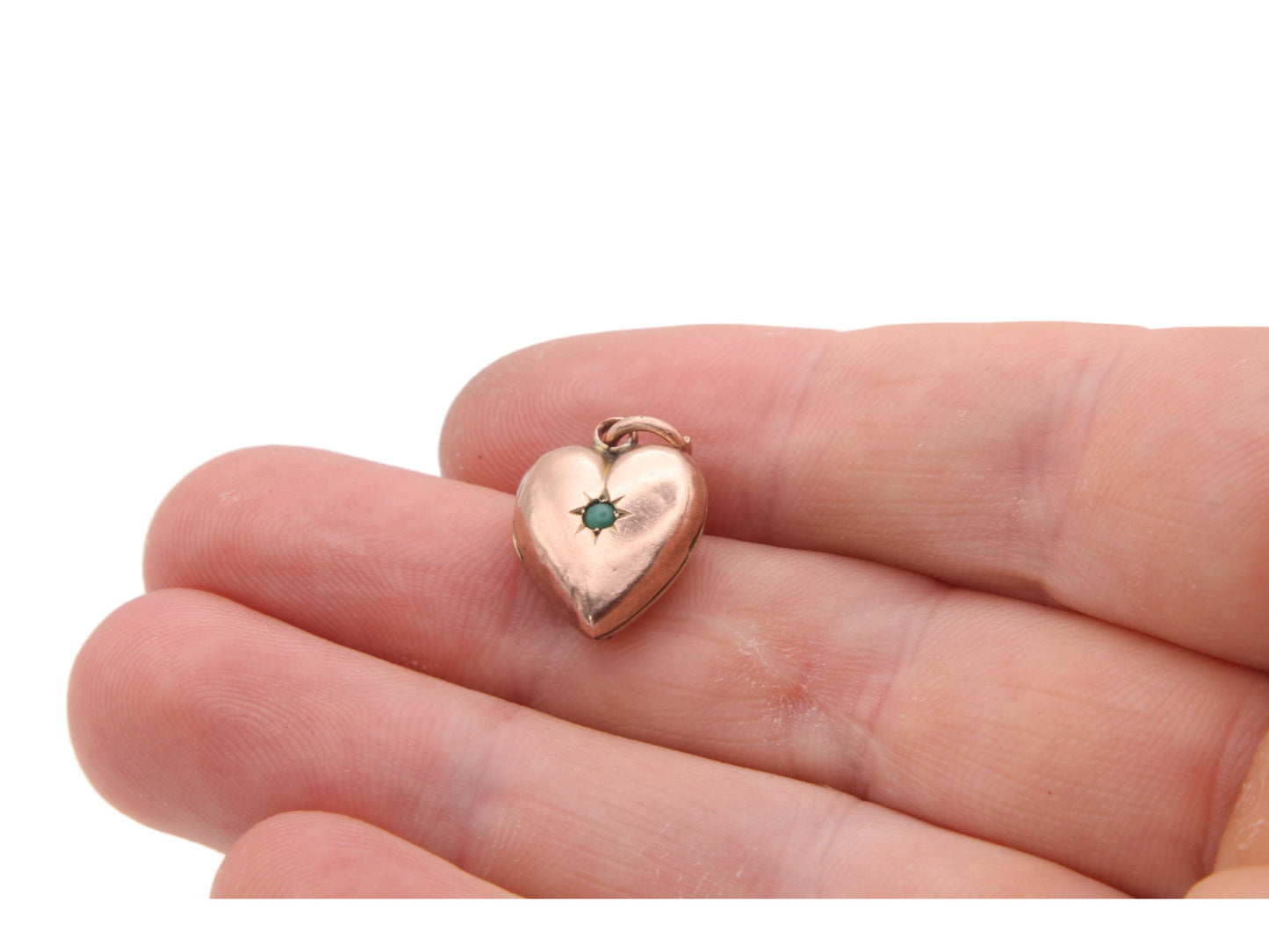 Antique 9ct Gold Turquoise Heart Locket