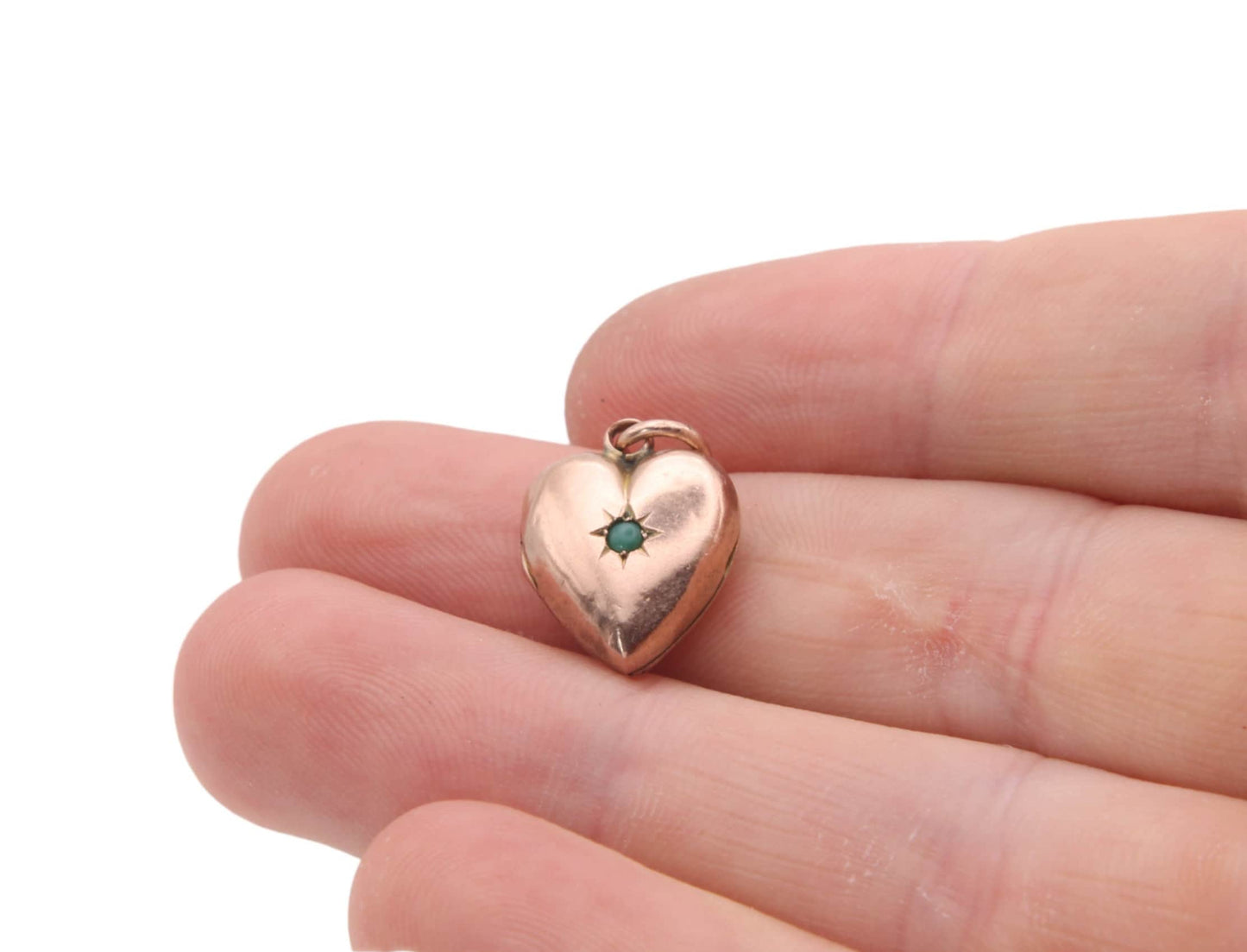 Antique 9ct Gold Turquoise Heart Locket