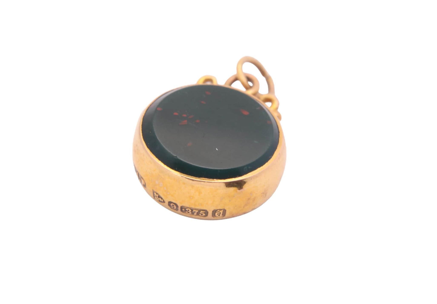 Antique 9ct Gold Bloodstone Carnelian Pendant Fob