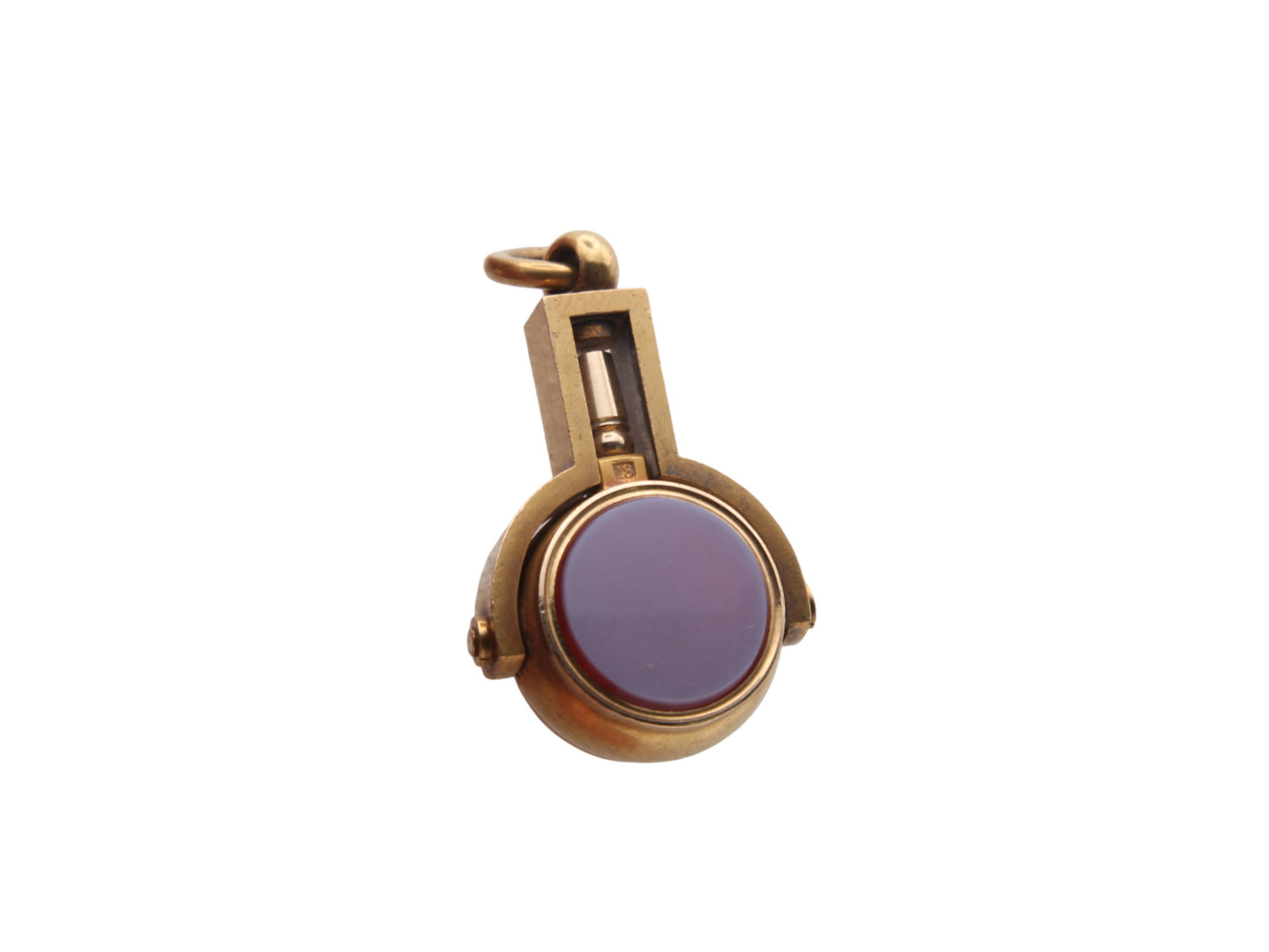 Antique 18ct Gold Lilac Agate Compass Spinner Watch Key Pendant