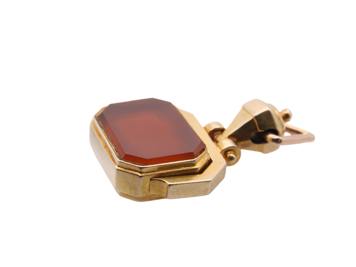 Antique 18ct Gold Horse Scene Carnelian Spinner Pendant