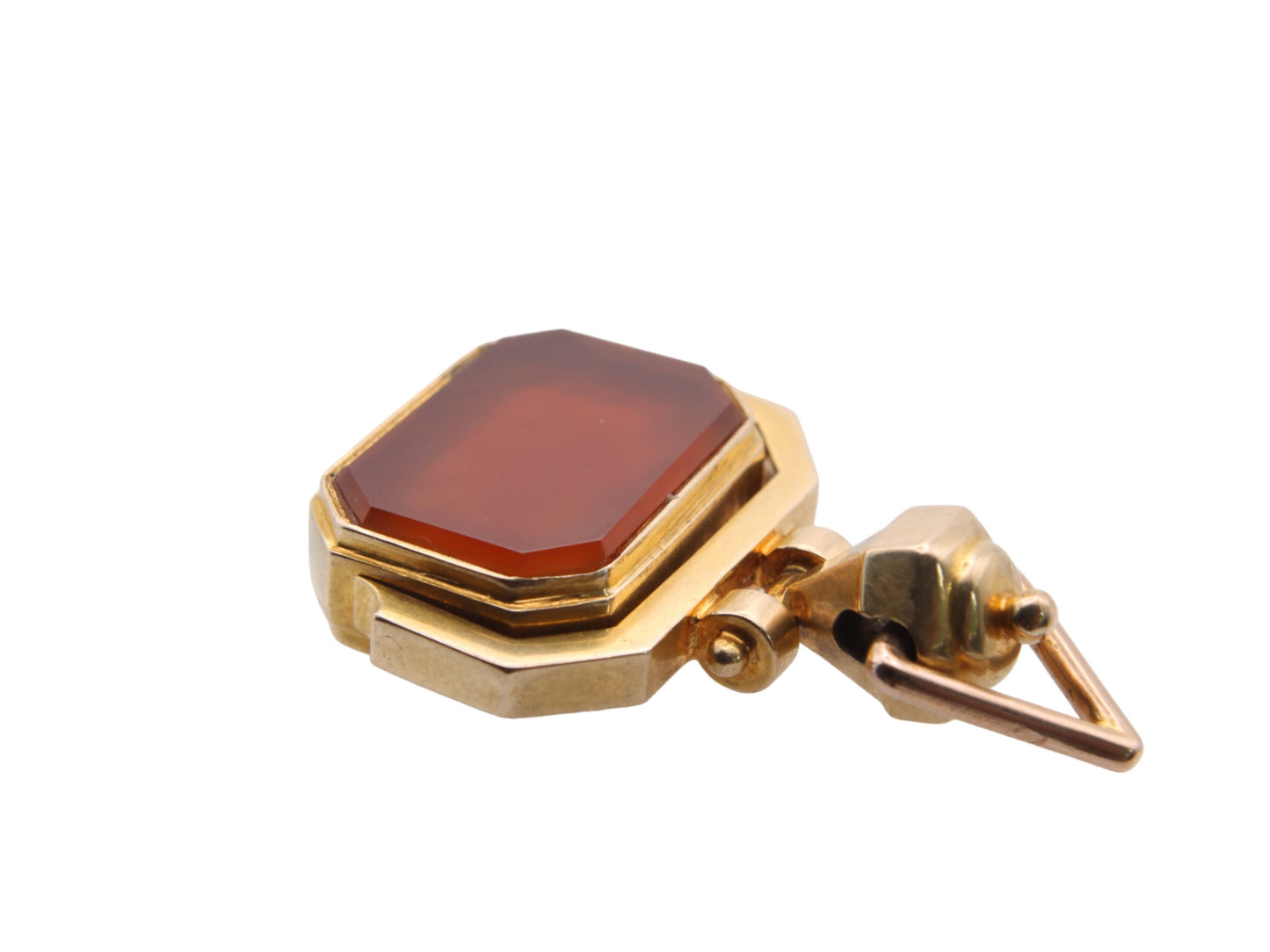 Antique 18ct Gold Horse Scene Carnelian Spinner Pendant