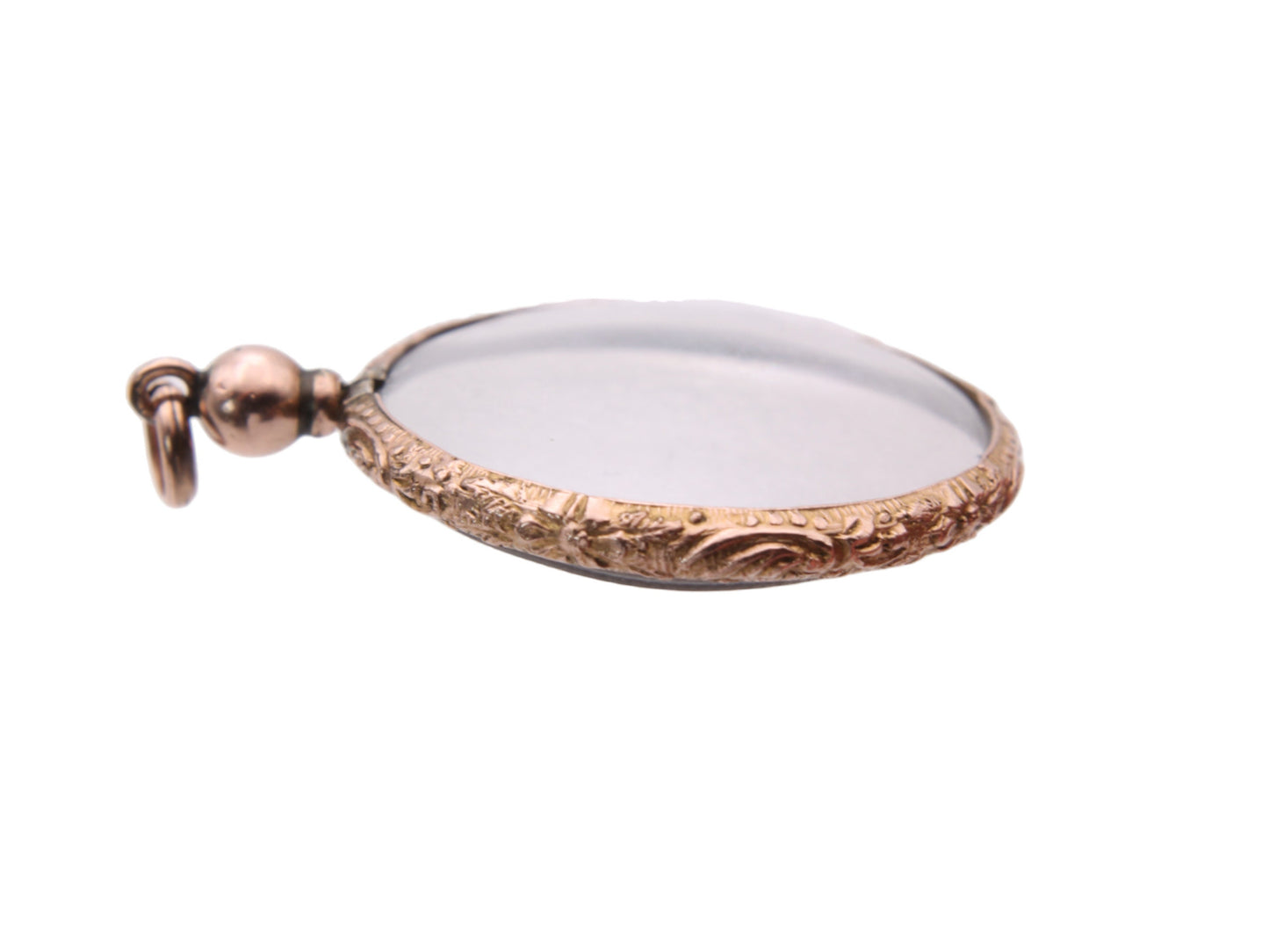 Antique 9ct Gold Embossed Glass Photo Pendant