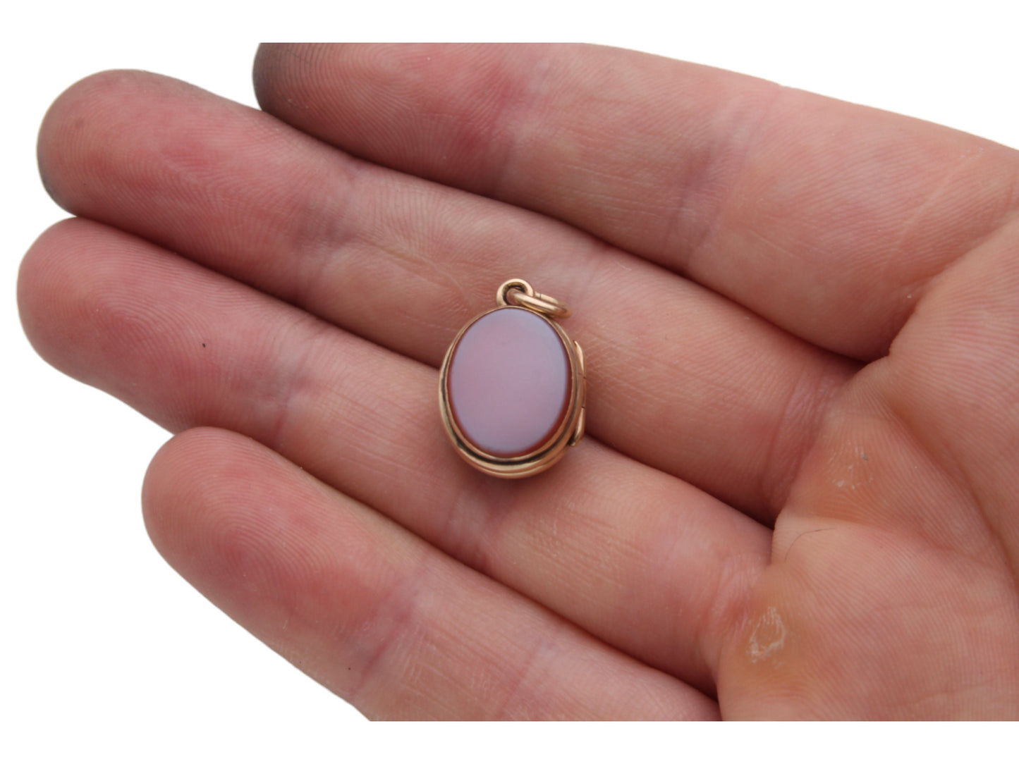 Antique 9ct Gold Bloodstone Lilac Agate Locket