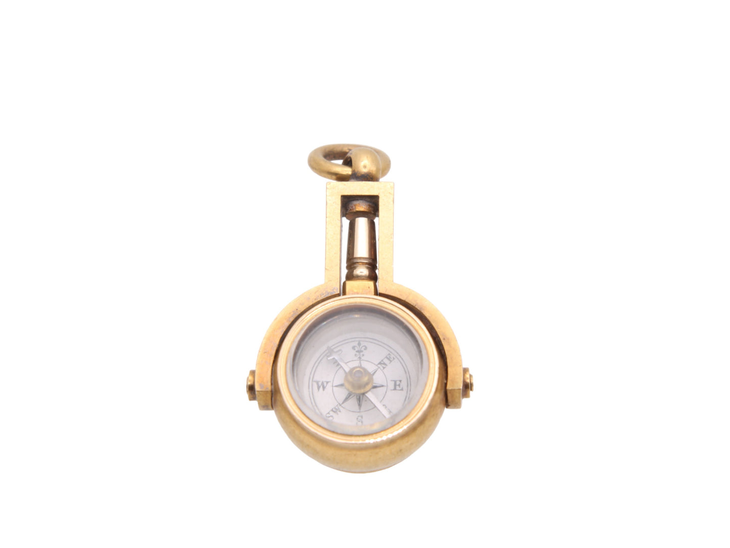 Antique 18ct Gold Lilac Agate Compass Spinner Watch Key Pendant