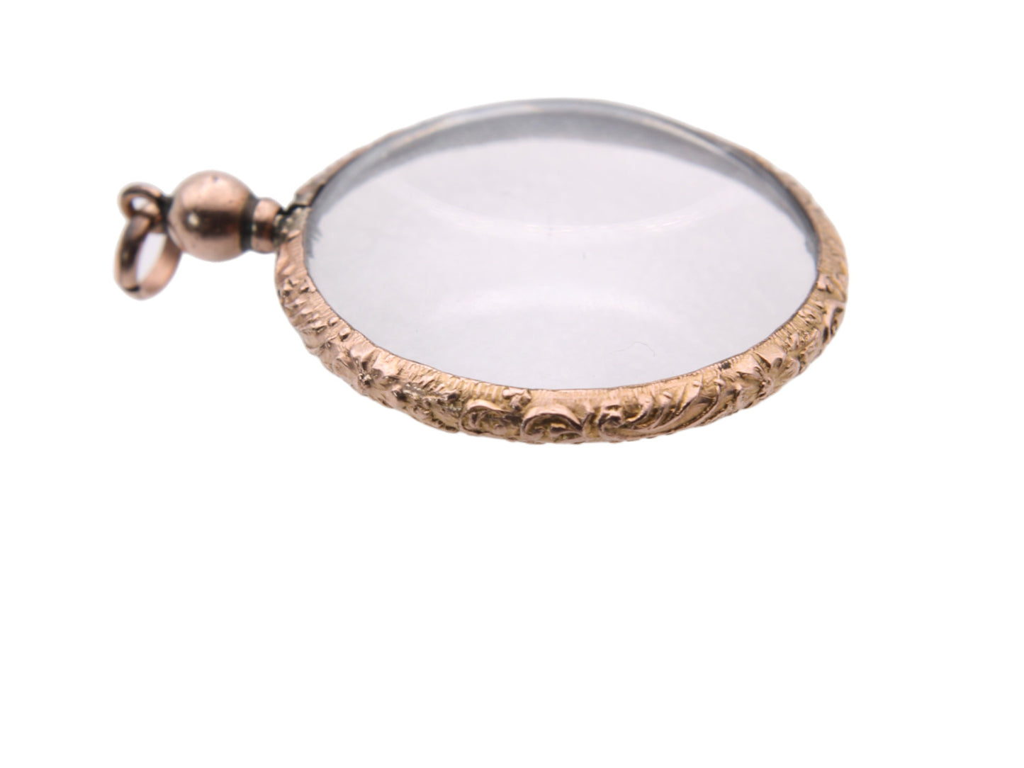 Antique 9ct Gold Embossed Glass Photo Pendant