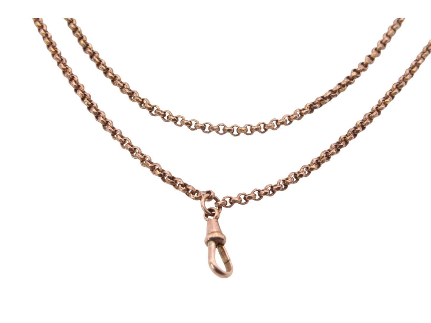 Antique Victorian 9ct Rolled Gold Long Guard Necklace - 54"