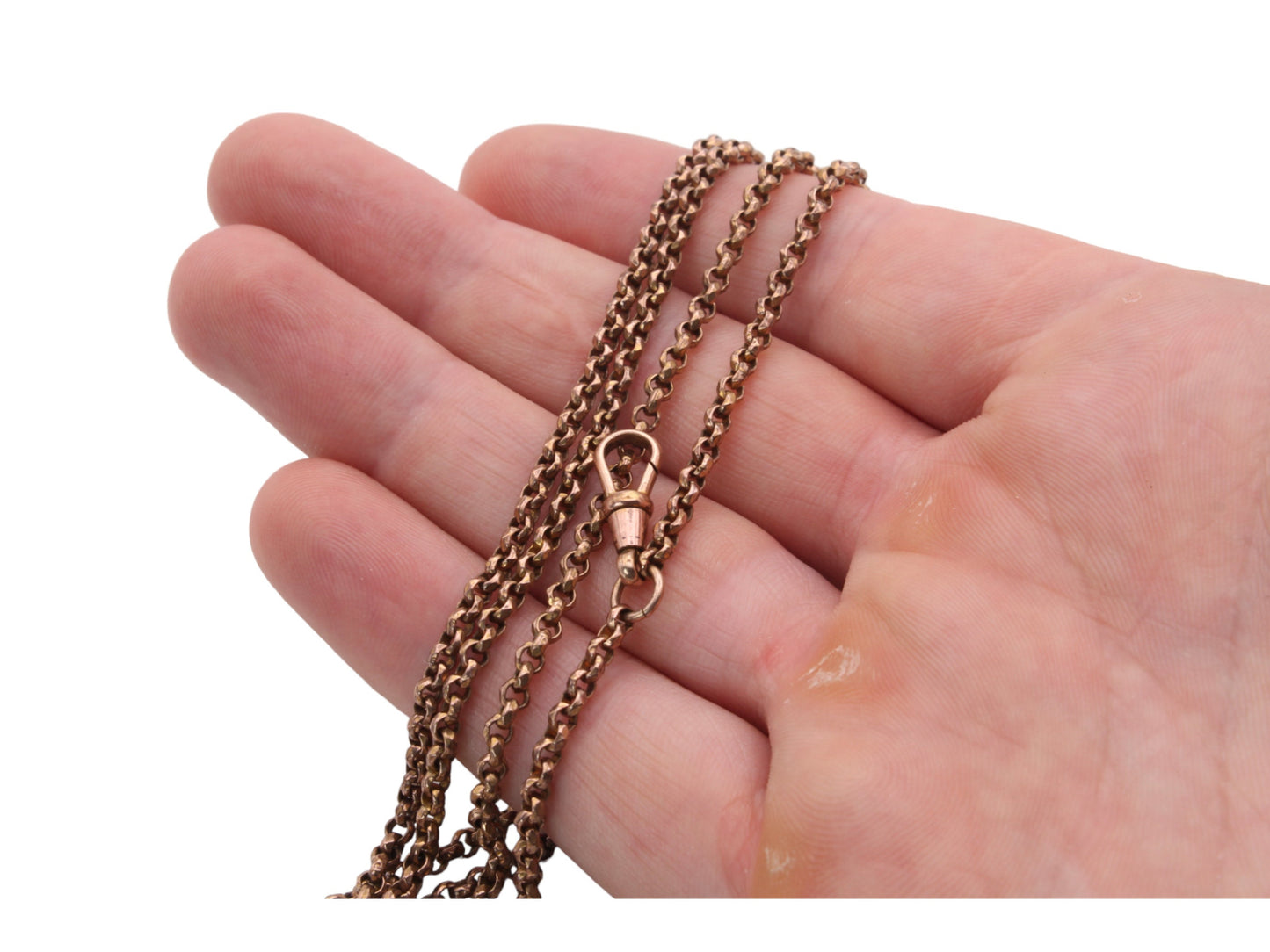 Antique Victorian 9ct Rolled Gold Long Guard Necklace - 54"
