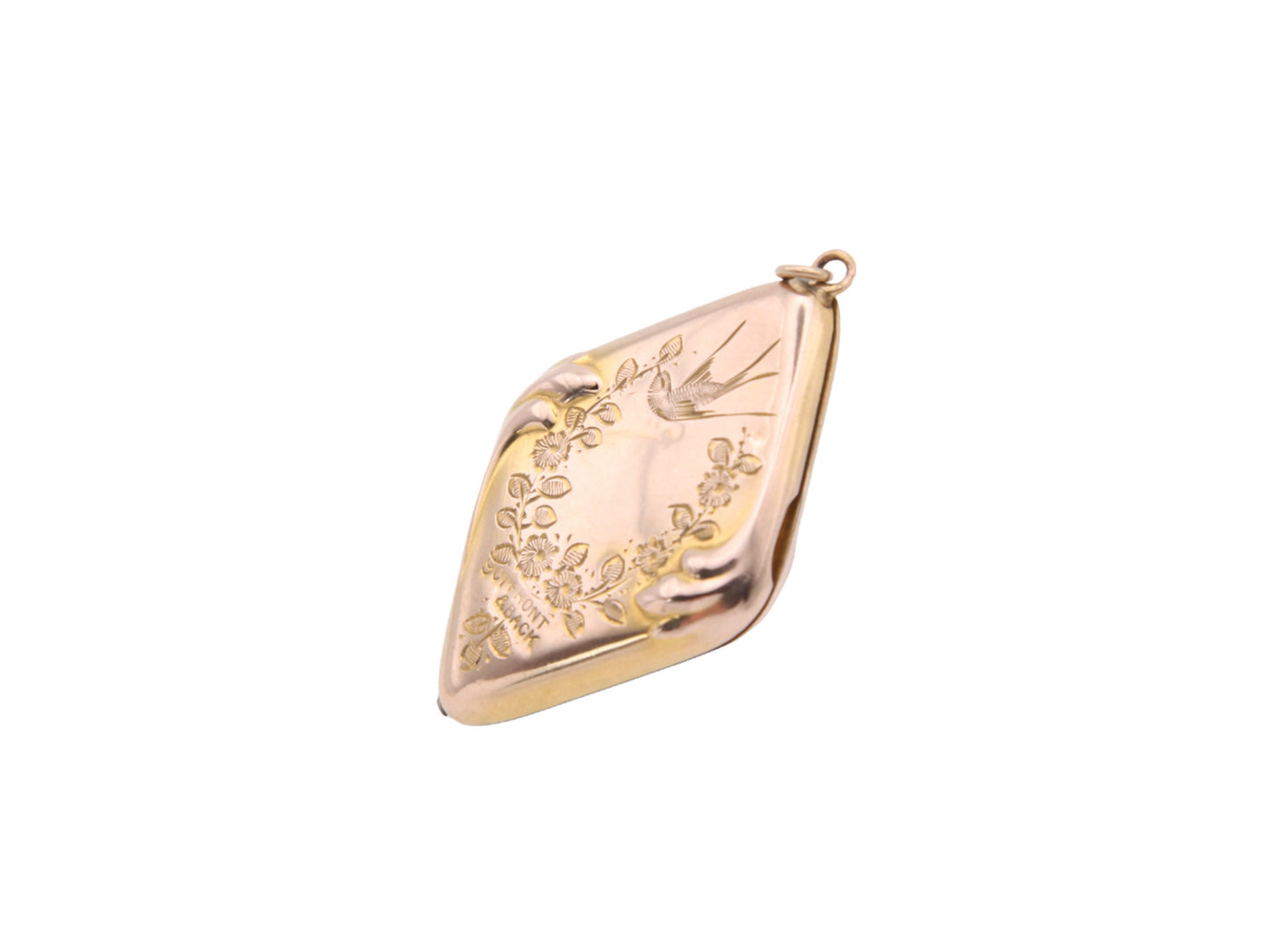Antique-Edwardian-9ct-Gold-Diamond-Shape-Swallow-Locket