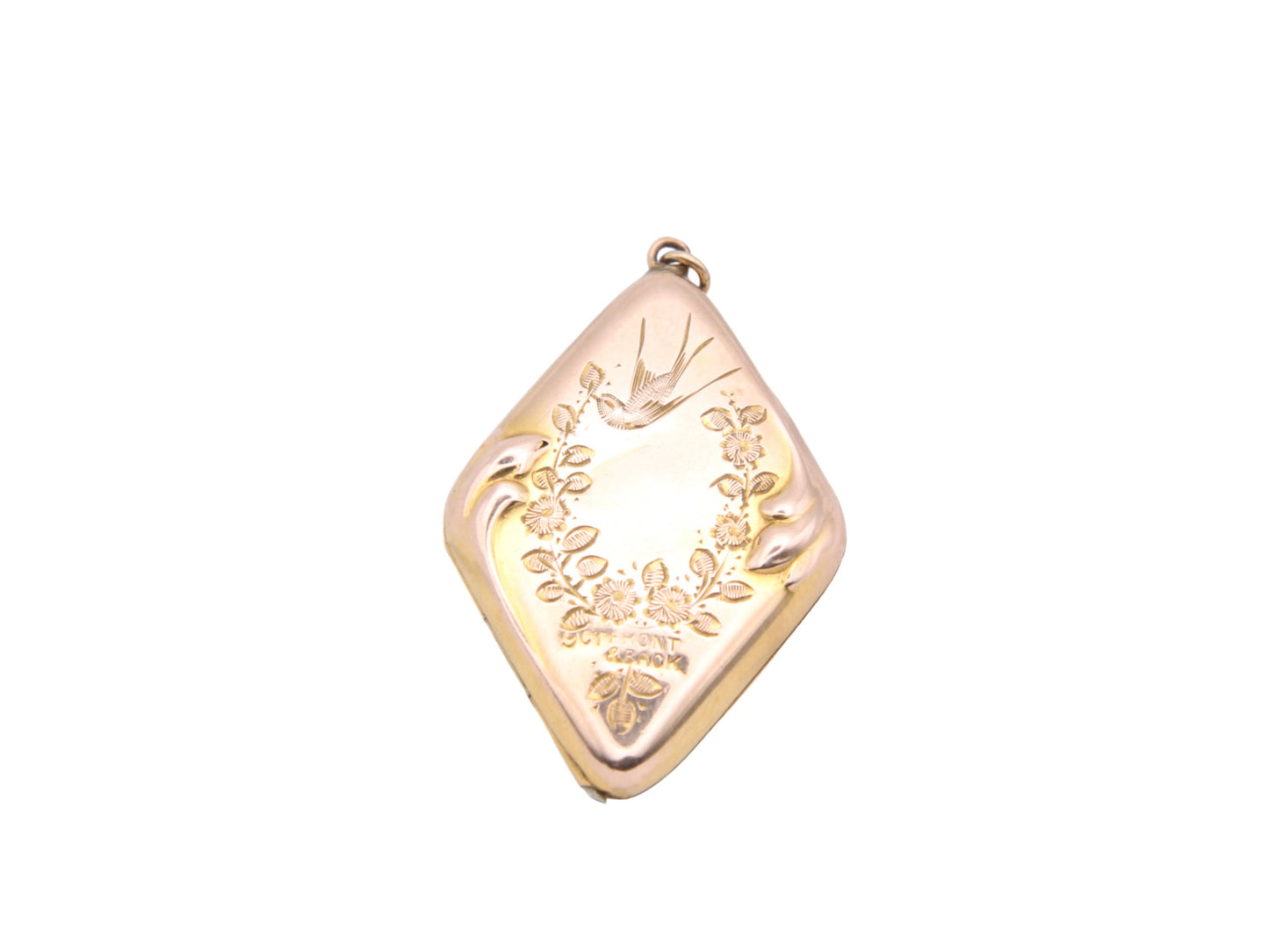 Antique Edwardian 9ct Gold Diamond Shape Swallow Locket