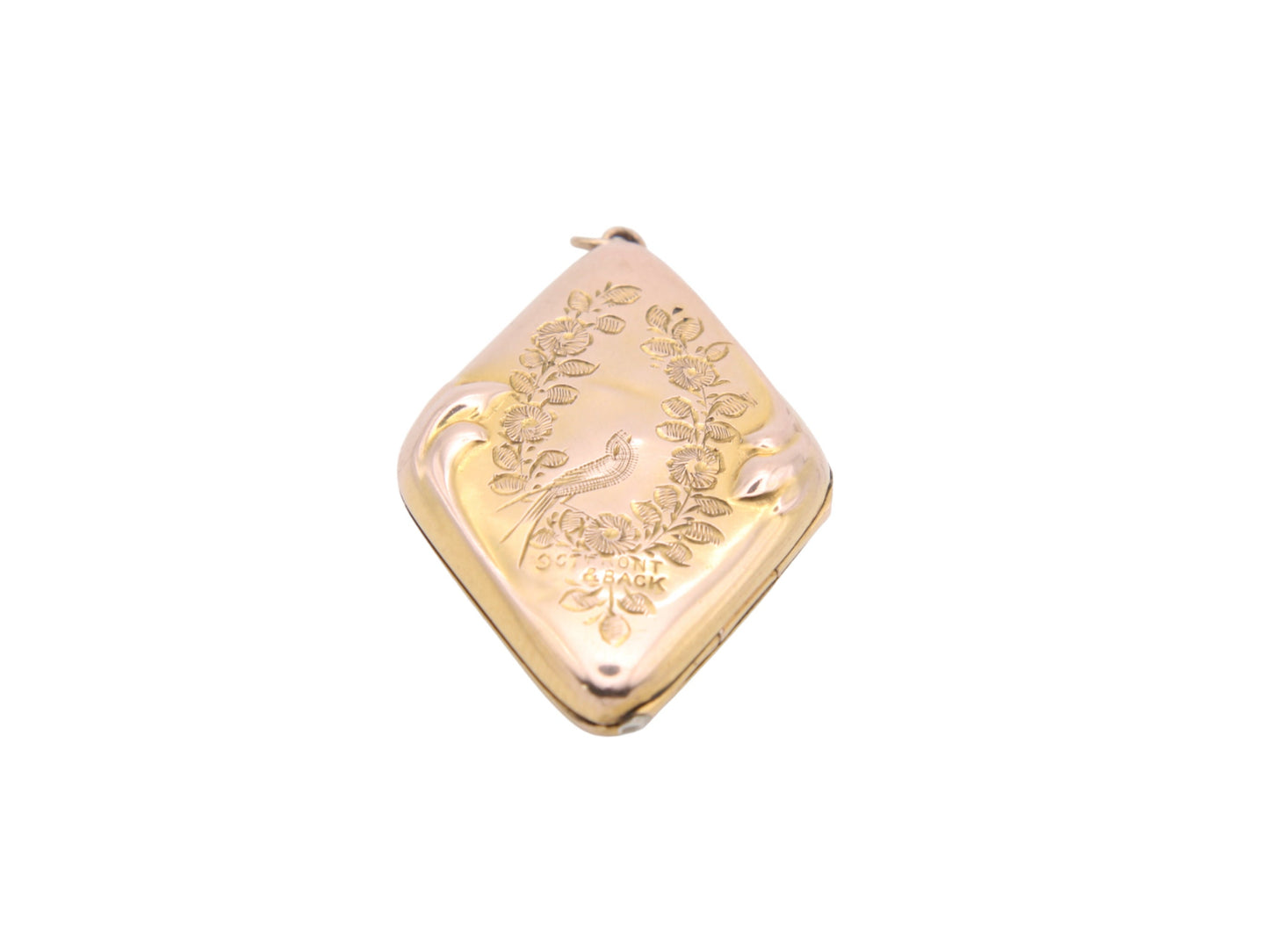 Antique Edwardian 9ct Gold Diamond Shape Swallow Locket