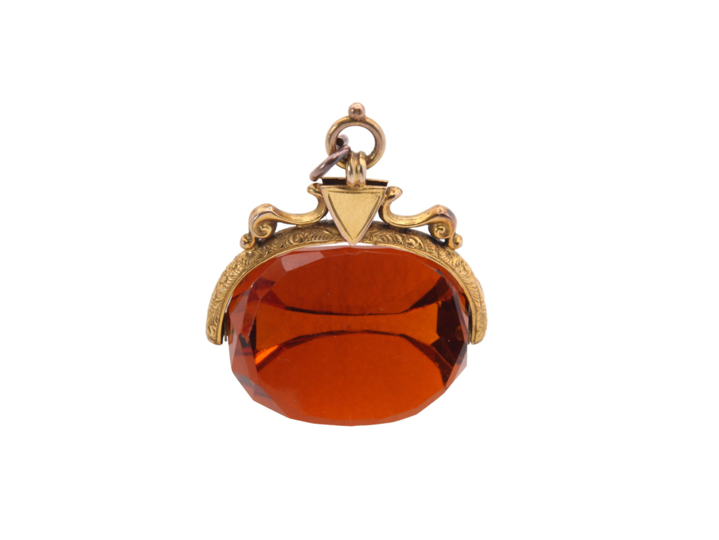 Antique 9ct Gold Large Citrine Spinner Fob Pendant