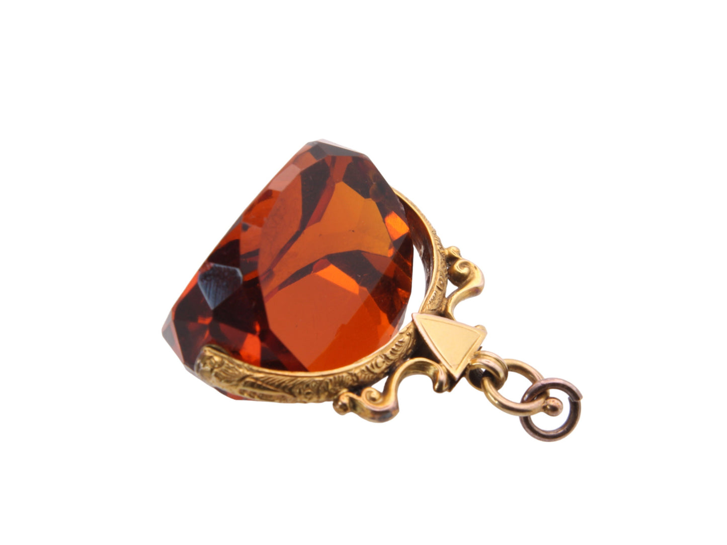 Antique 9ct Gold Large Citrine Spinner Fob Pendant