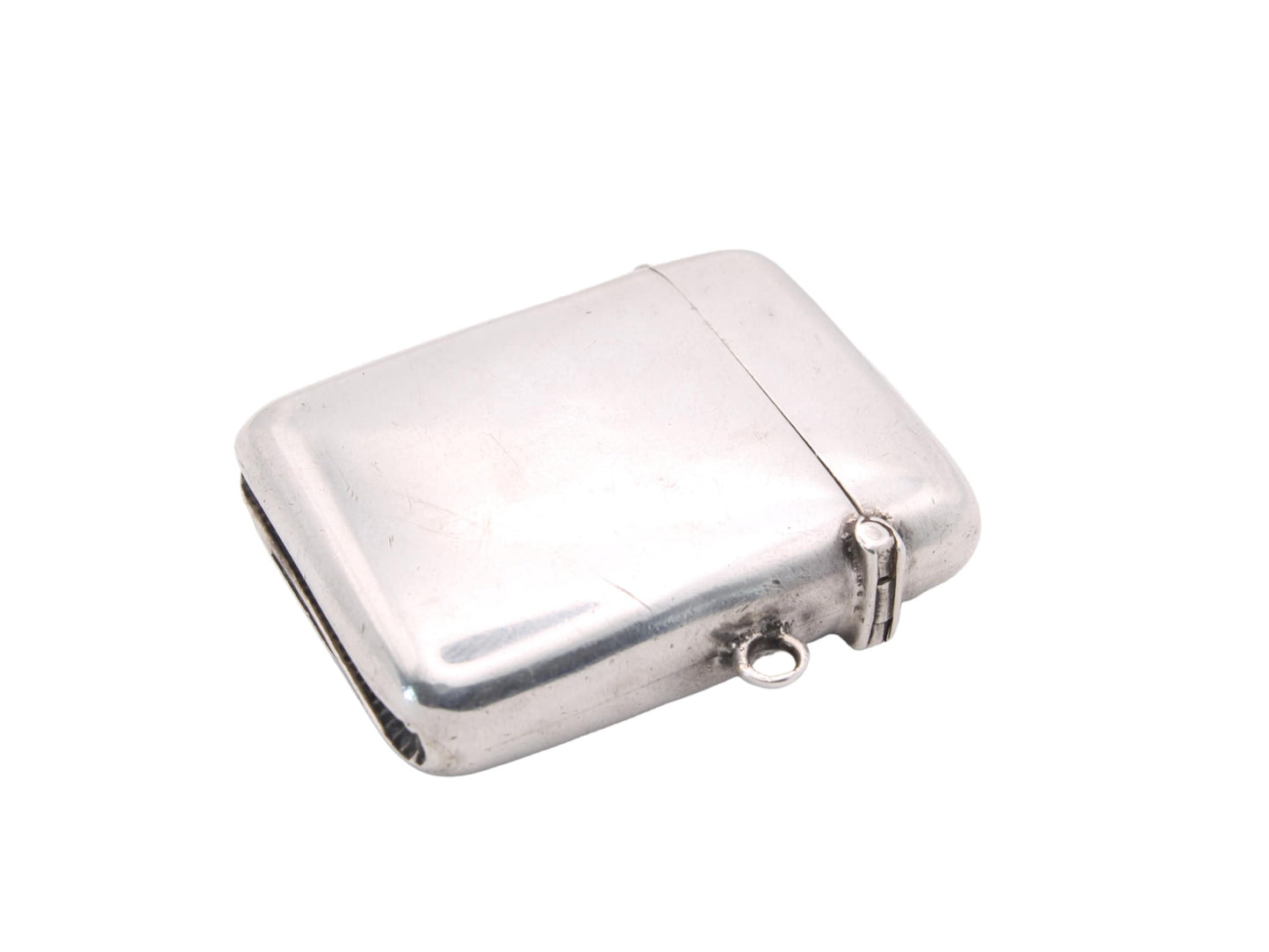 Victorian Silver Vesta Case With Inlaid Agate, 1901