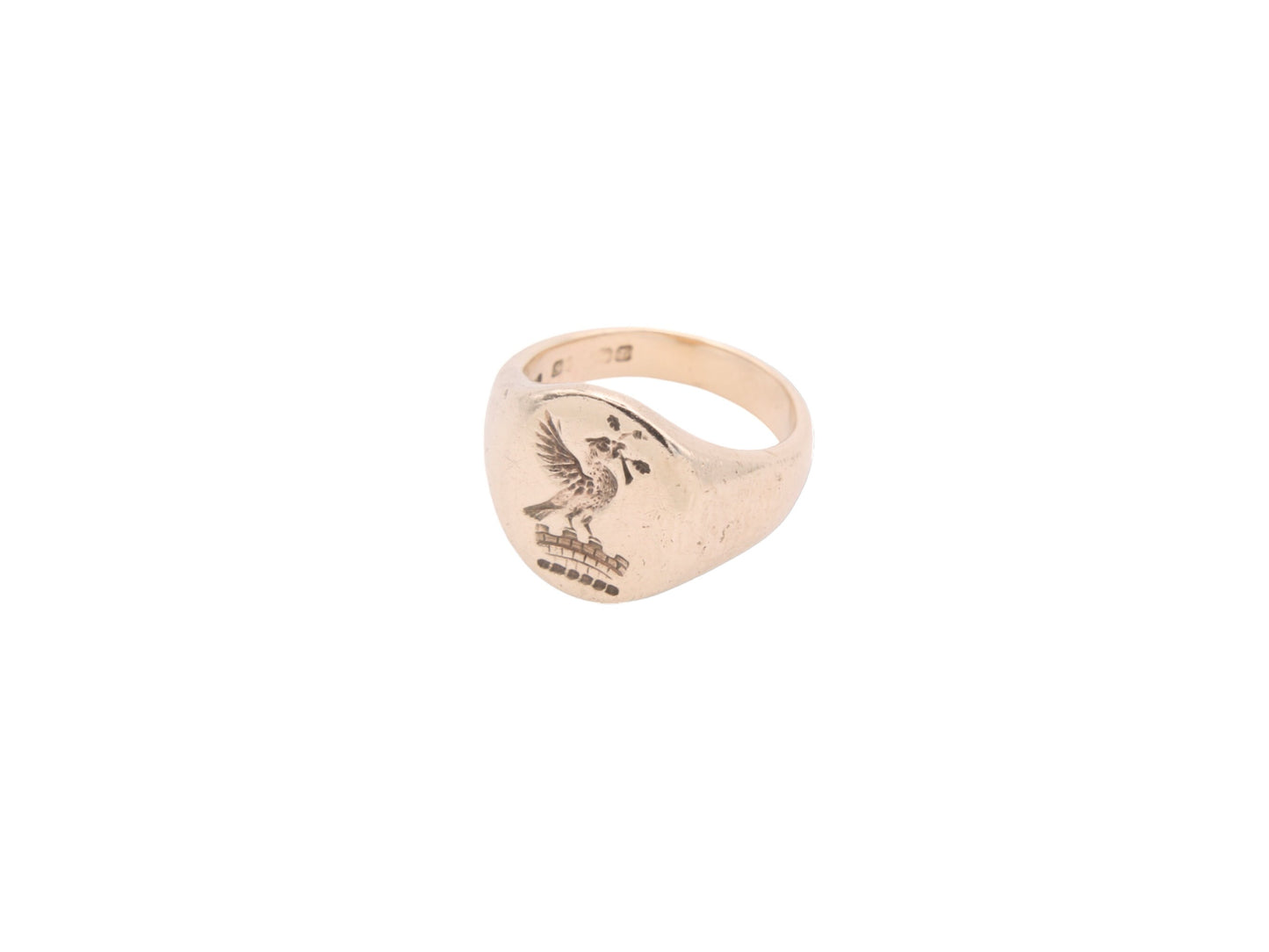 Vintage 9ct Gold Intaglio Signet Ring Phoenix Crest