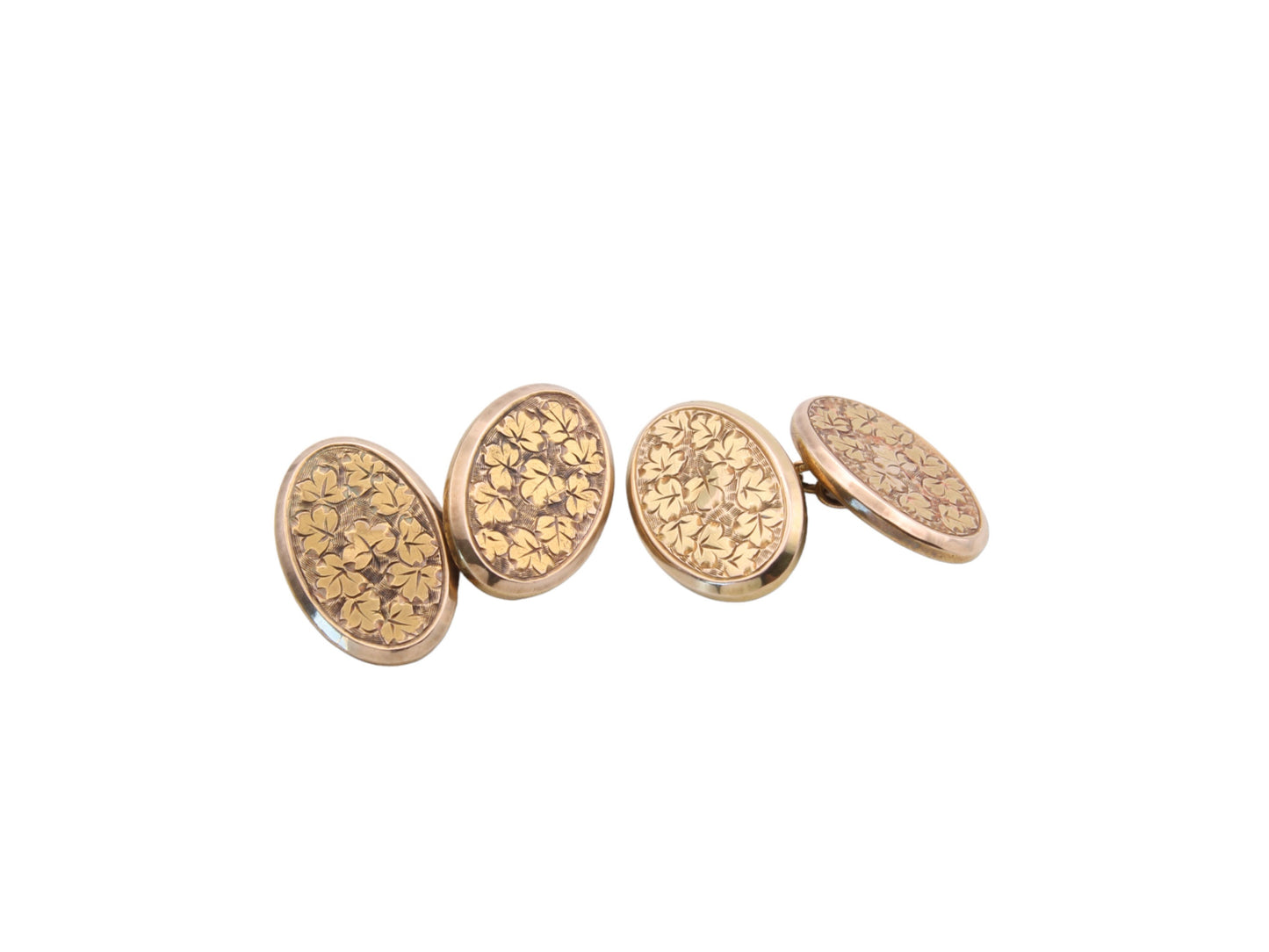 Antique Victorian 15ct Gold Oval Cufflinks, 1894