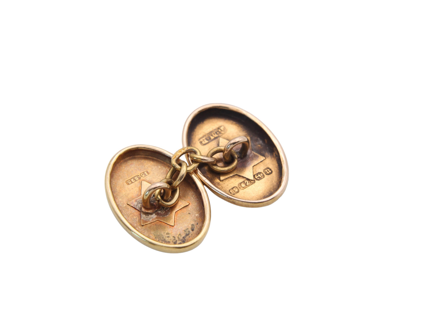 Antique Victorian 15ct Gold Oval Cufflinks, 1894