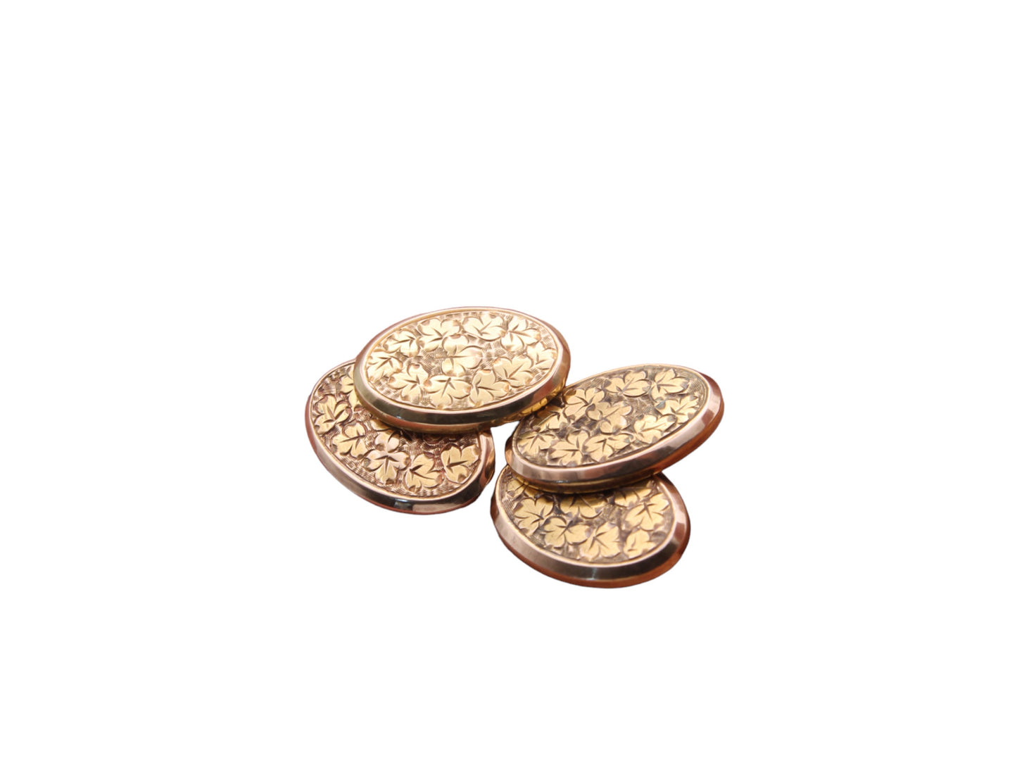 Antique Victorian 15ct Gold Oval Cufflinks, 1894