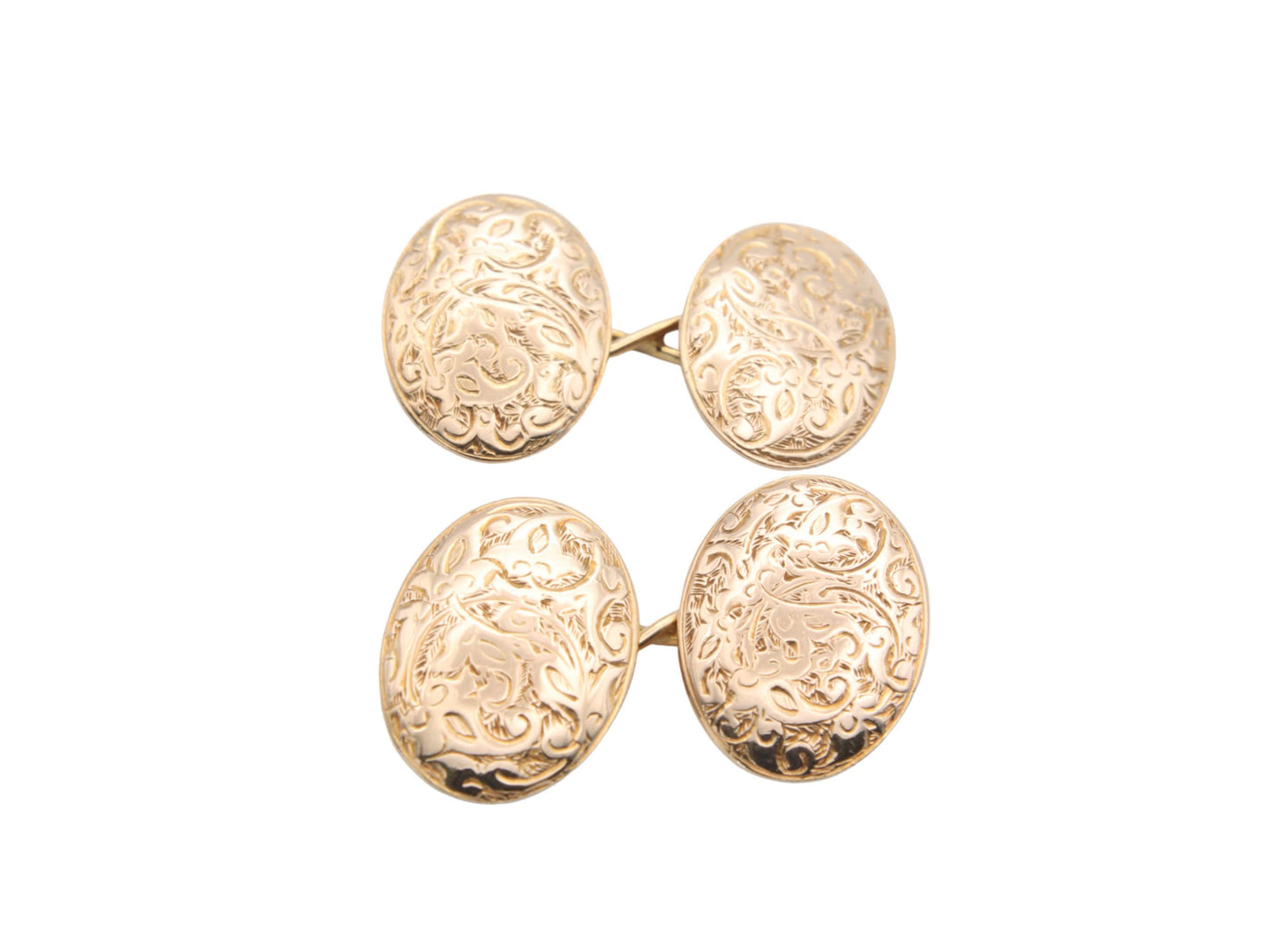 Antique Victorian Heavy 18ct Gold Oval Cufflinks, 1878, 13g
