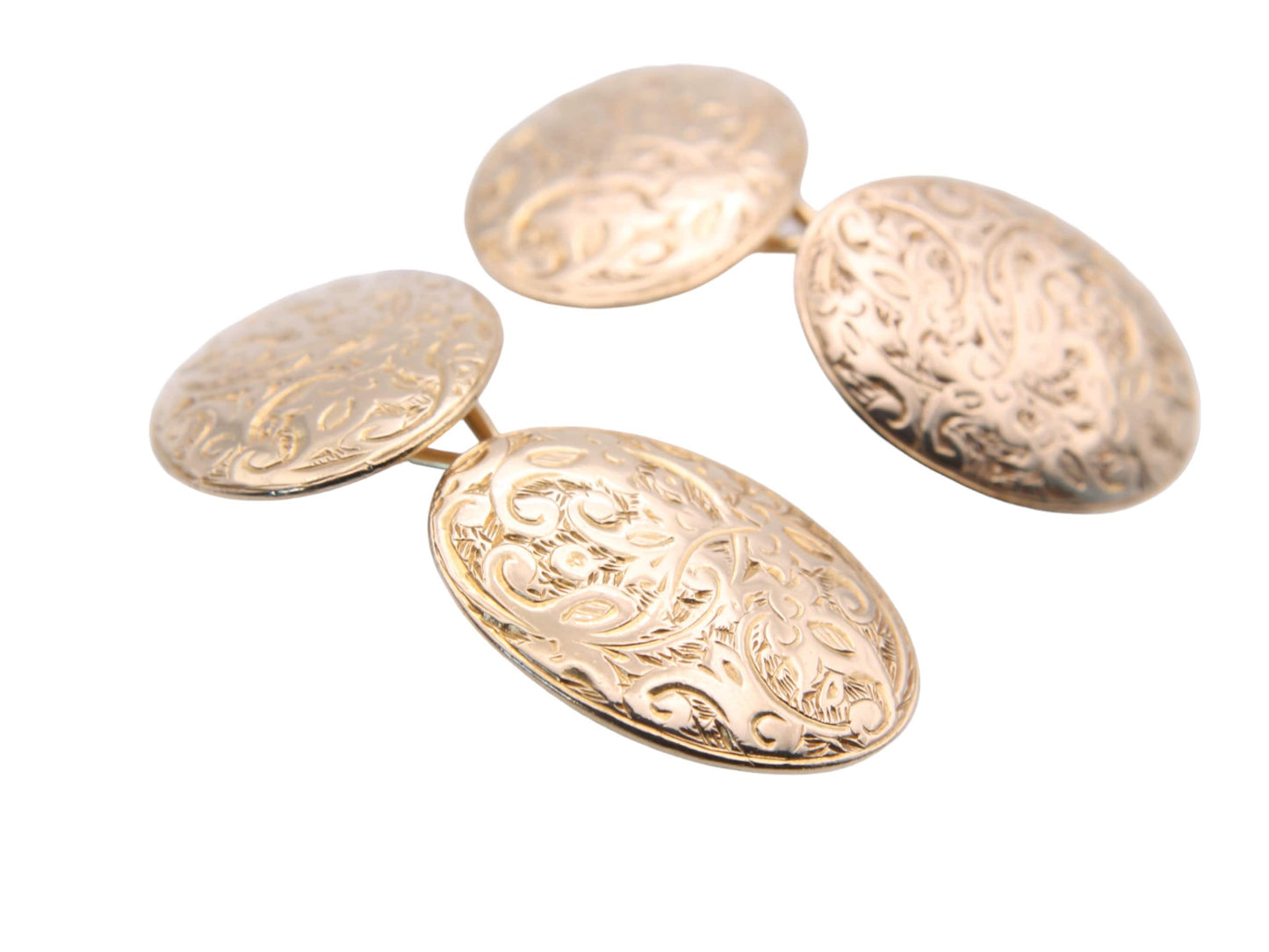 Antique Victorian Heavy 18ct Gold Oval Cufflinks, 1878, 13g