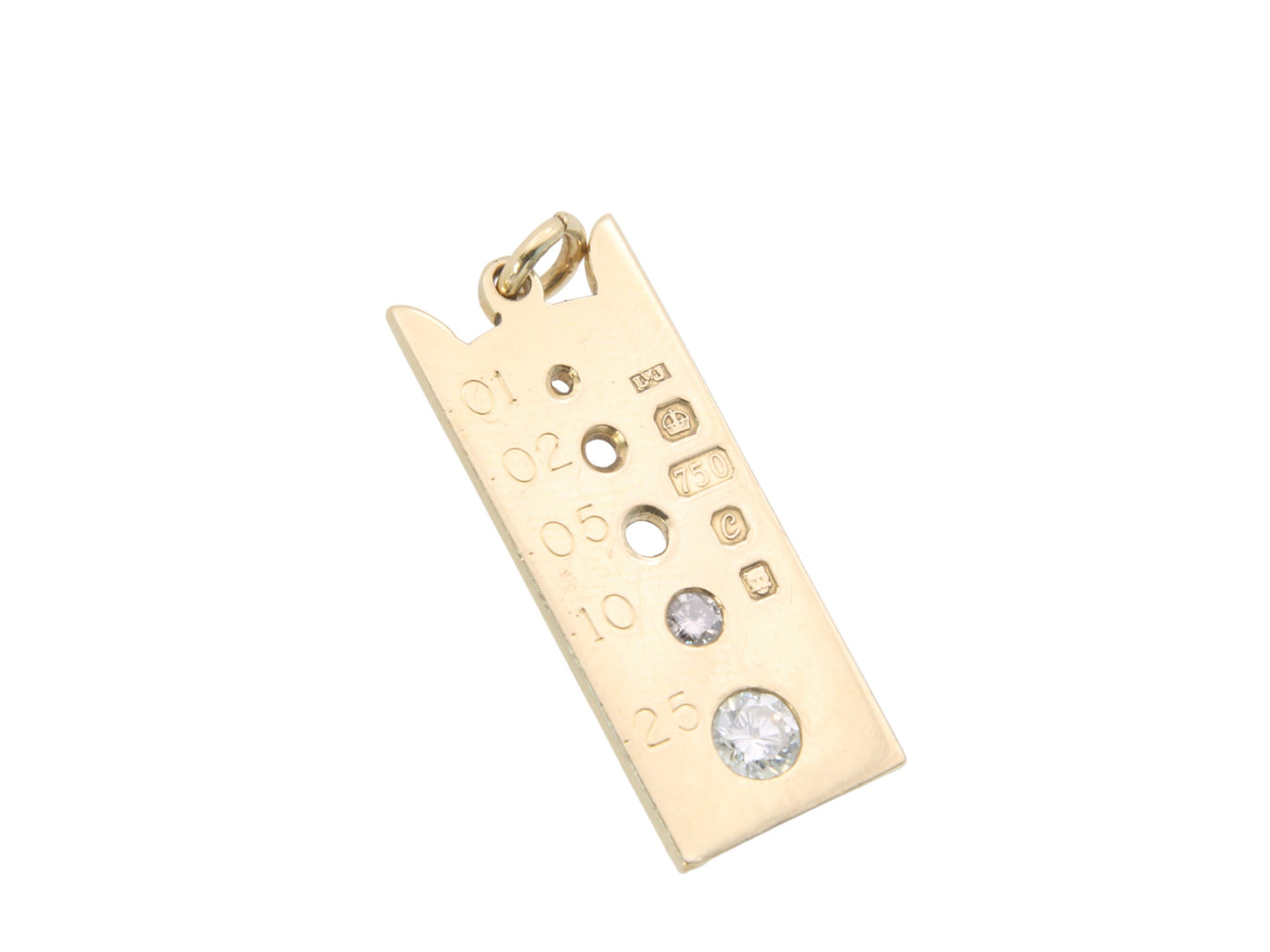 Vintage 18ct Gold Diamond Sizing Gauge Pendant, .35ctw