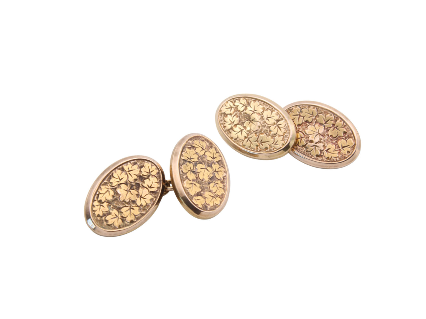 Antique Victorian 15ct Gold Oval Cufflinks, 1894
