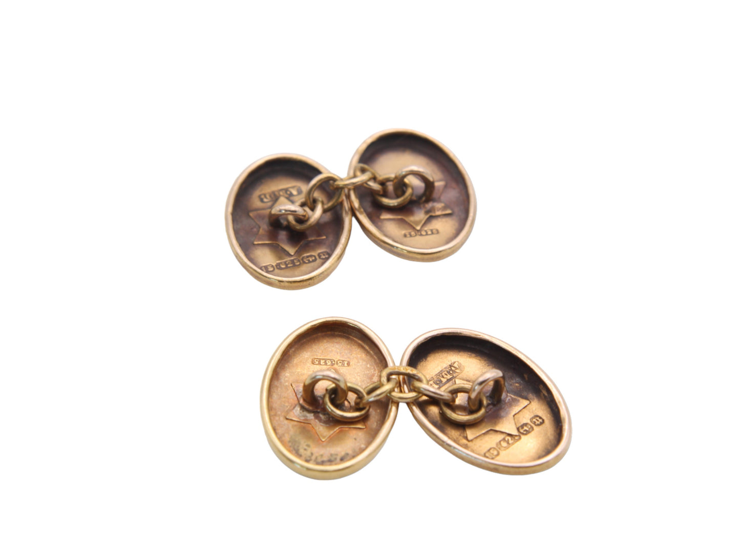 Antique Victorian 15ct Gold Oval Cufflinks, 1894