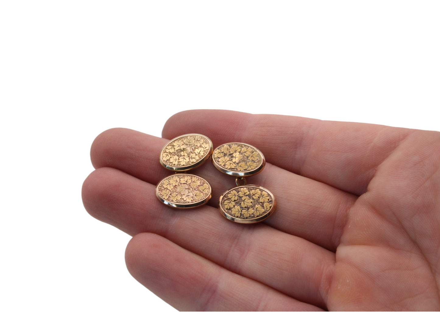 Antique Victorian 15ct Gold Oval Cufflinks, 1894