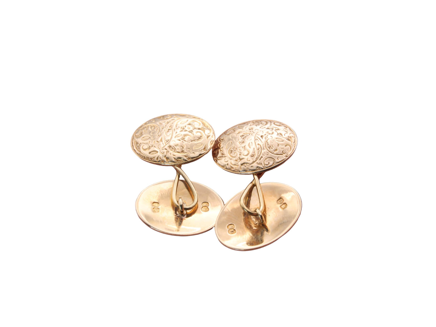 Antique Victorian Heavy 18ct Gold Oval Cufflinks, 1878, 13g