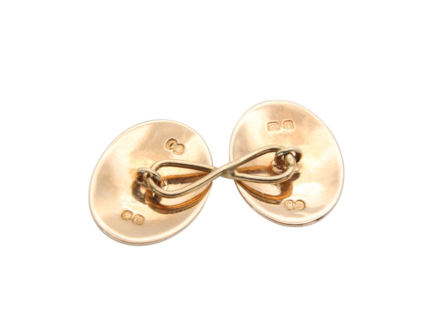 Antique Victorian Heavy 18ct Gold Oval Cufflinks, 1878, 13g