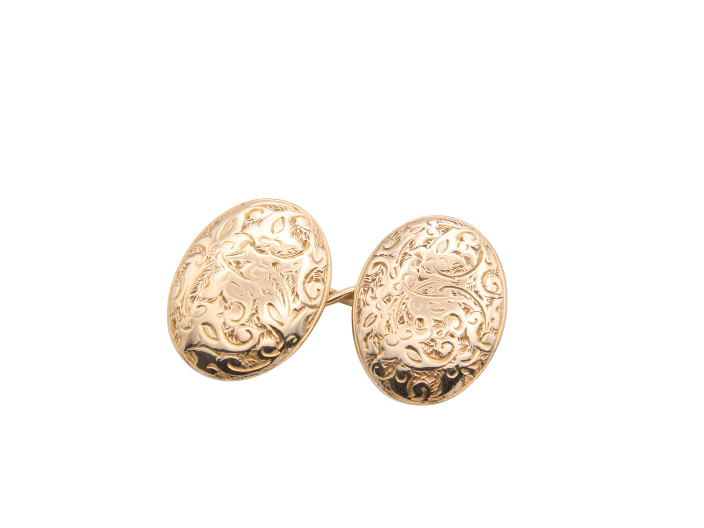 Antique Victorian Heavy 18ct Gold Oval Cufflinks, 1878, 13g