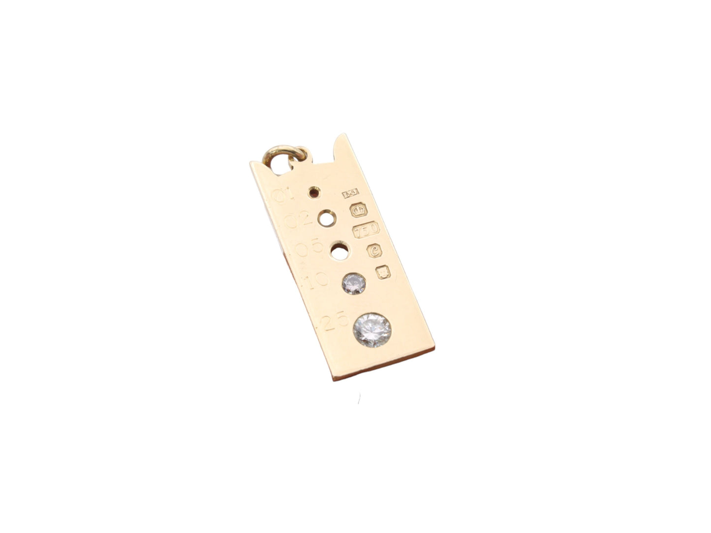 Vintage 18ct Gold Diamond Sizing Gauge Pendant, .35ctw