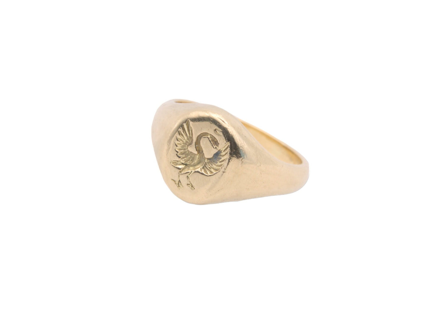 Vintage 18ct Yellow Gold Intaglio Swan Crest Signet Ring
