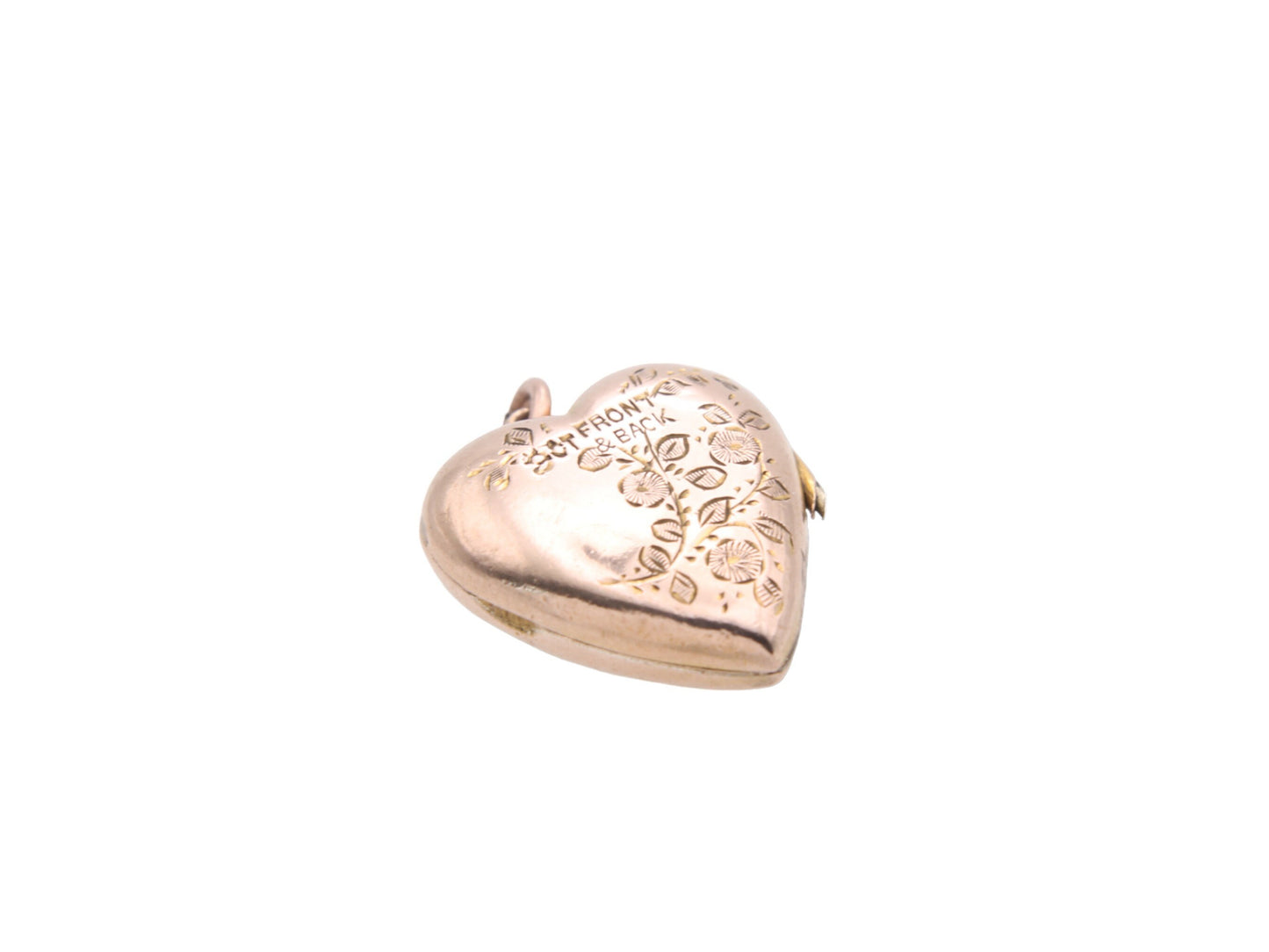 Antique 9ct Gold Back & Front Heart Swallow Locket