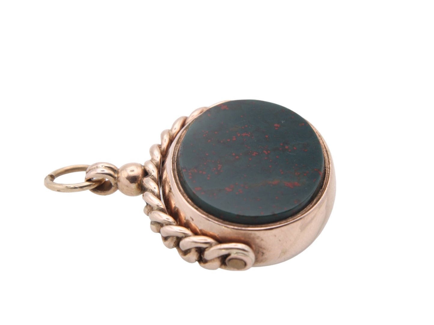 Antique 9ct Gold Bloodstone Carnelian Spinner Pendant c.1890