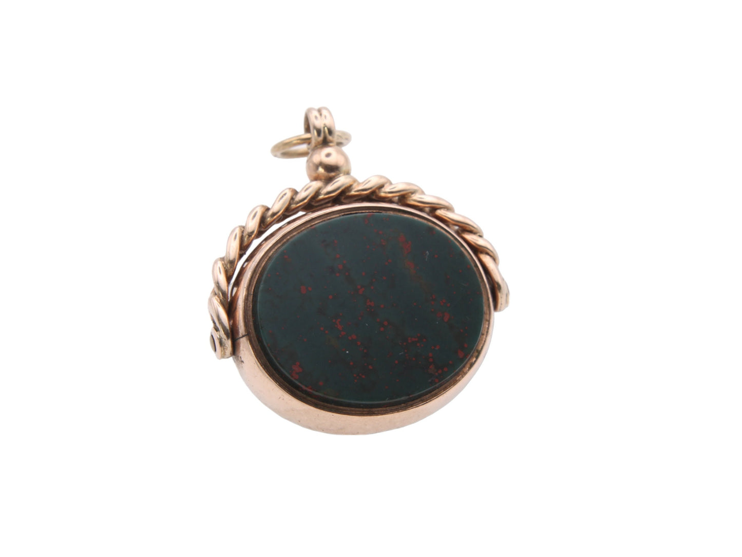 Antique 9ct Gold Bloodstone Carnelian Spinner Pendant c.1890