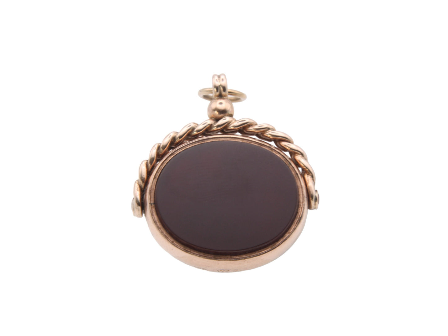 Antique-9ct-Gold-Bloodstone-Carnelian-Spinner-Pendant-c.1890