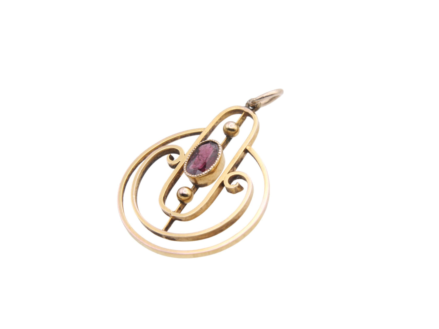 Antique Edwardian 9ct Gold Garnet Pendant