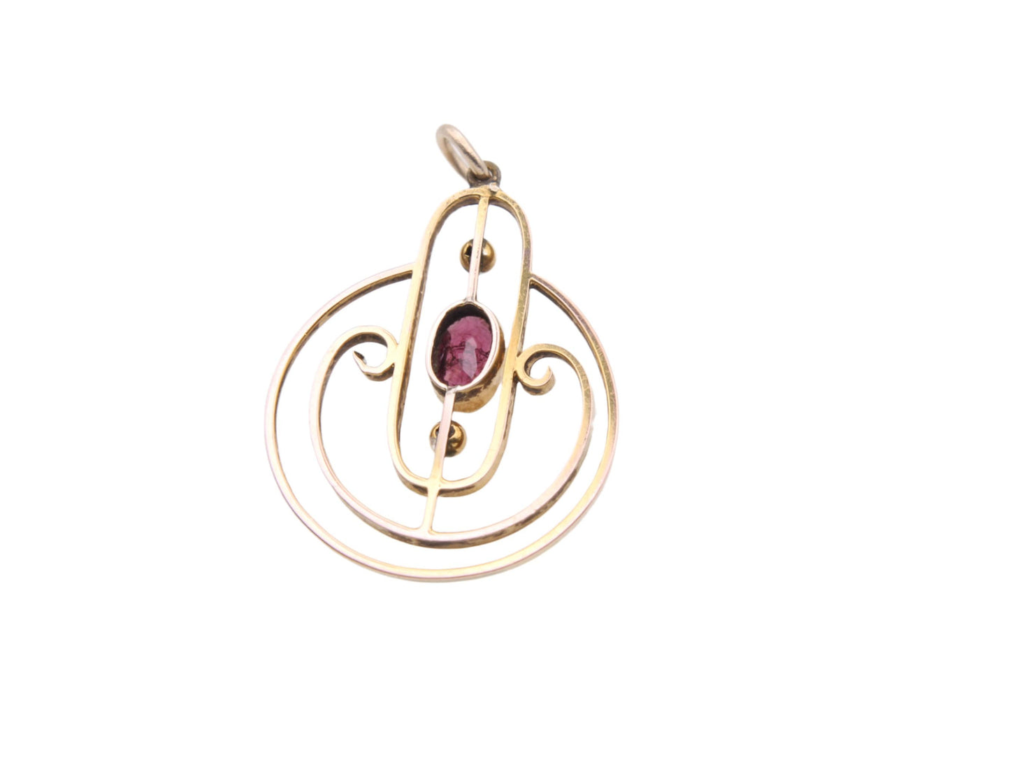Antique Edwardian 9ct Gold Garnet Pendant