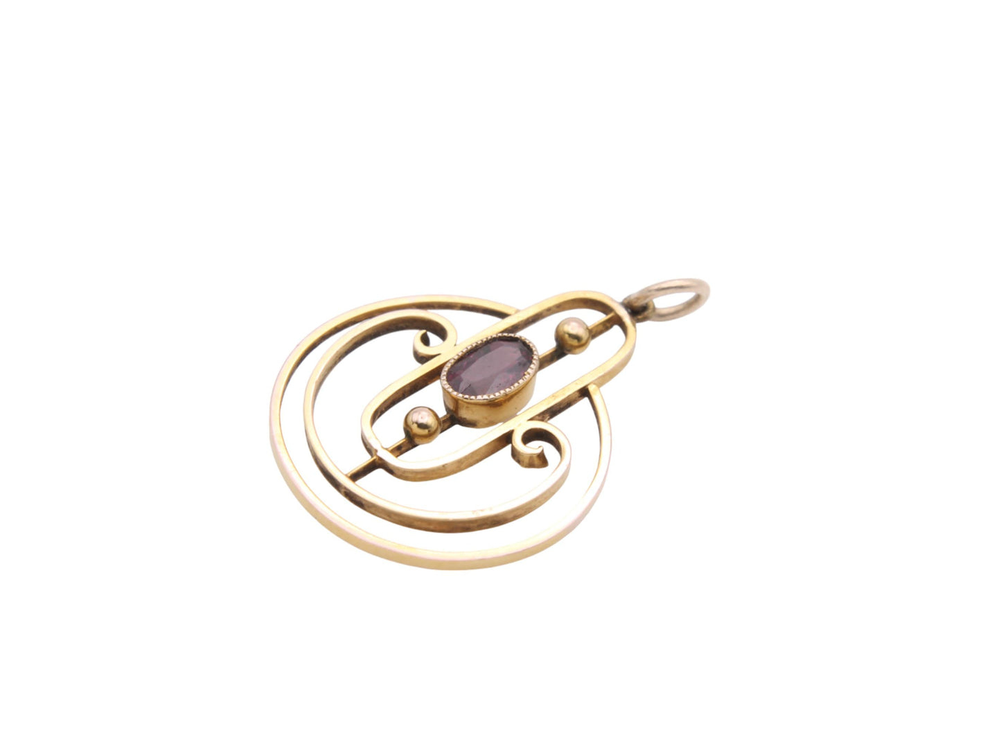 Antique Edwardian 9ct Gold Garnet Pendant