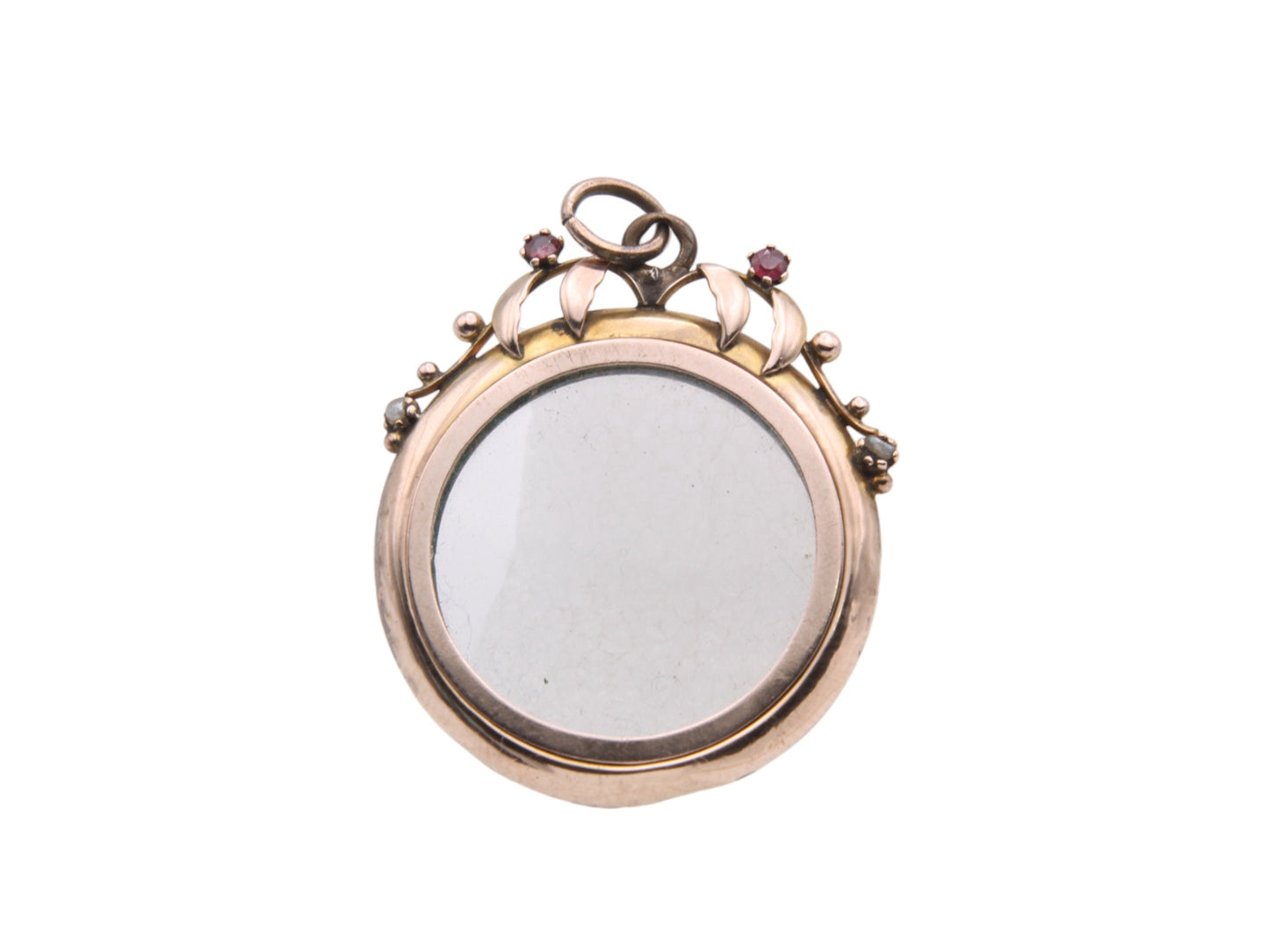 Antique 9ct Gold Decorative Glass Locket Pendant