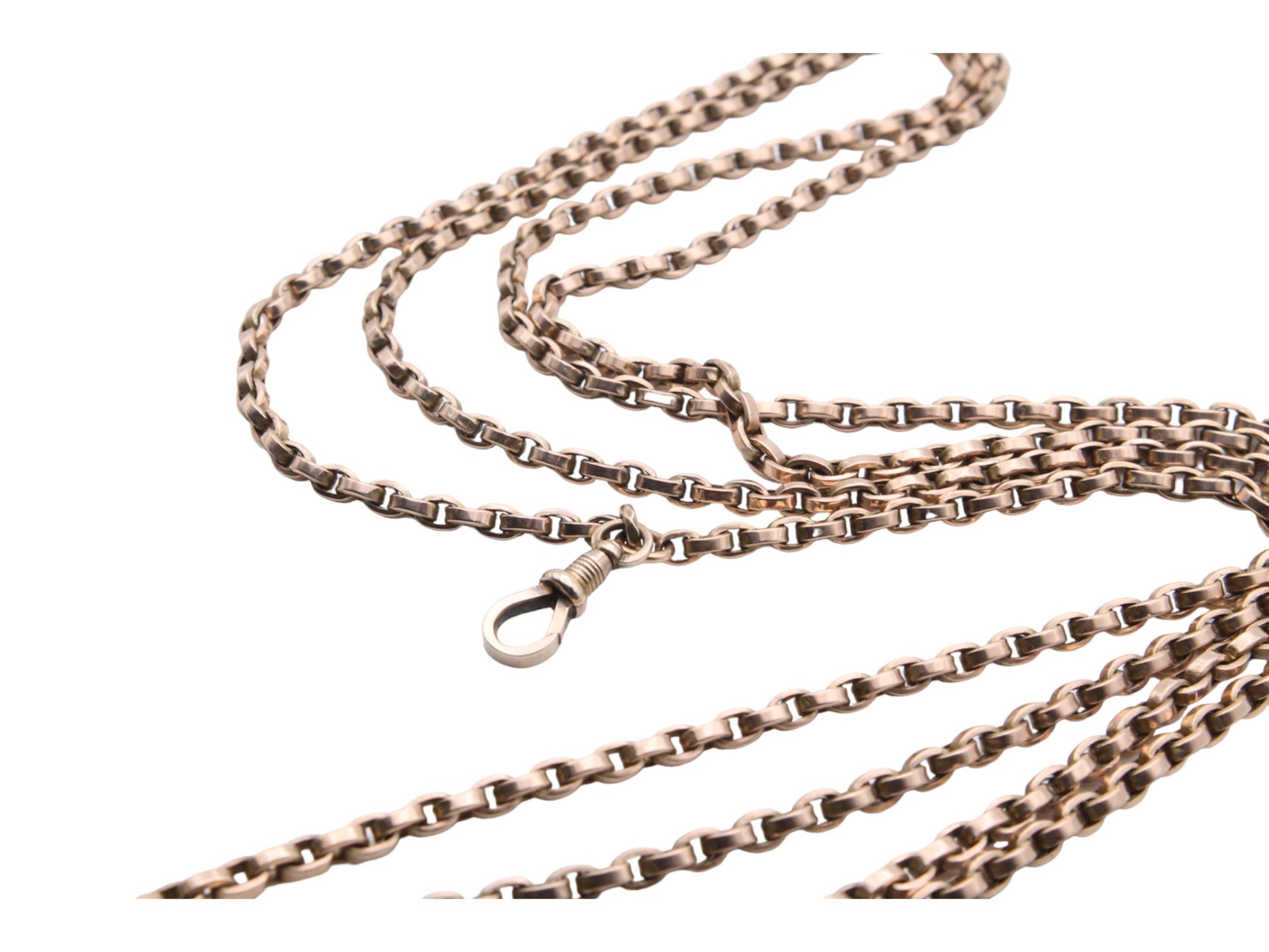 Antique-10ct-Rose-Gold-Long-Guard-Belcher-Necklace-61"-48g