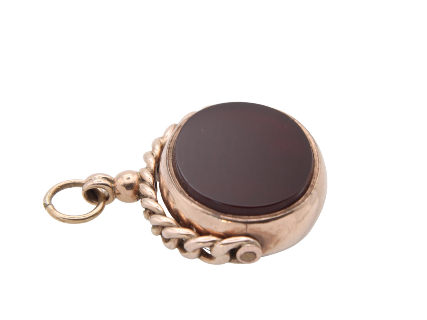 Antique 9ct Gold Bloodstone Carnelian Spinner Pendant c.1890