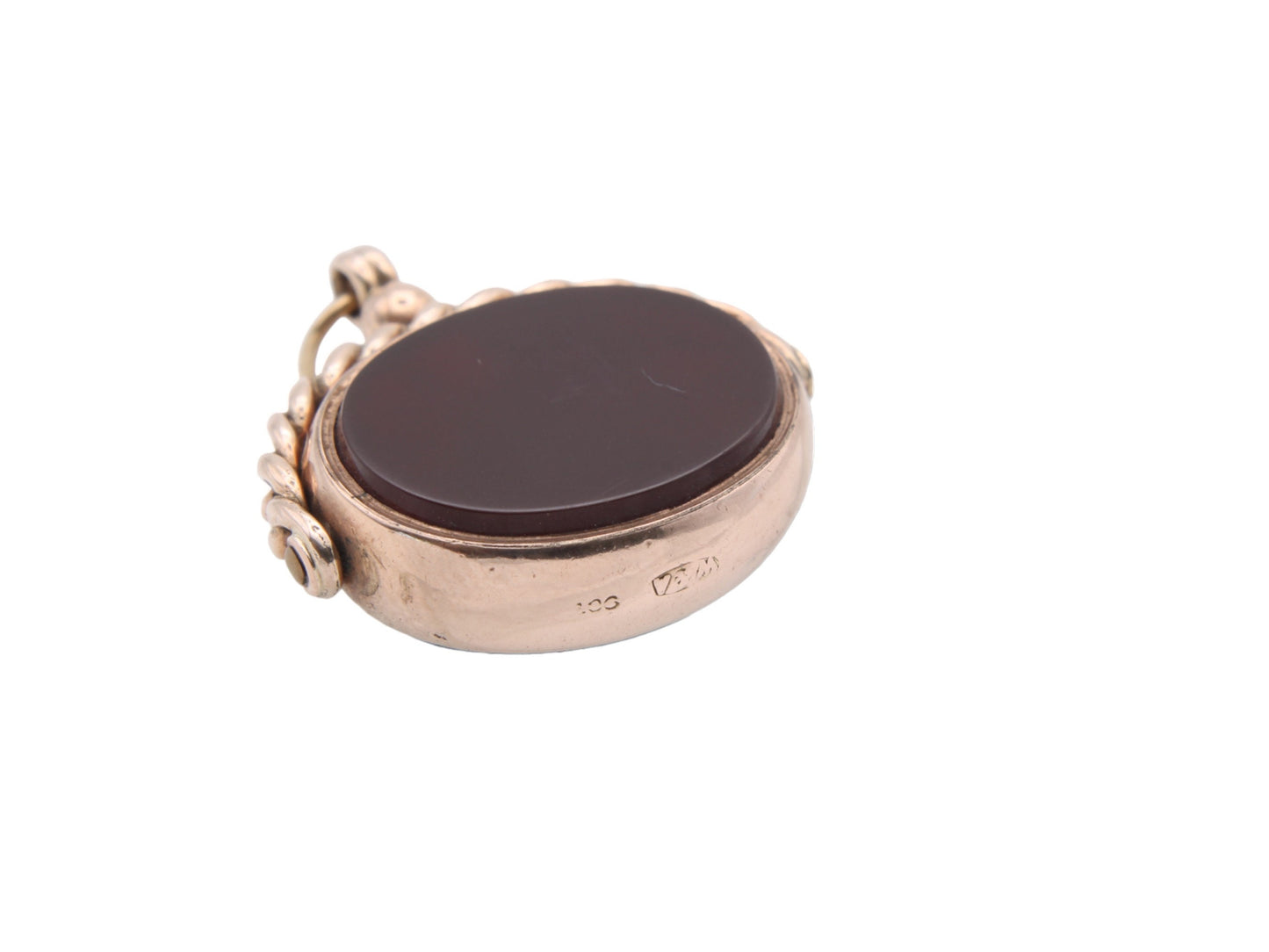 Antique 9ct Gold Bloodstone Carnelian Spinner Pendant c.1890