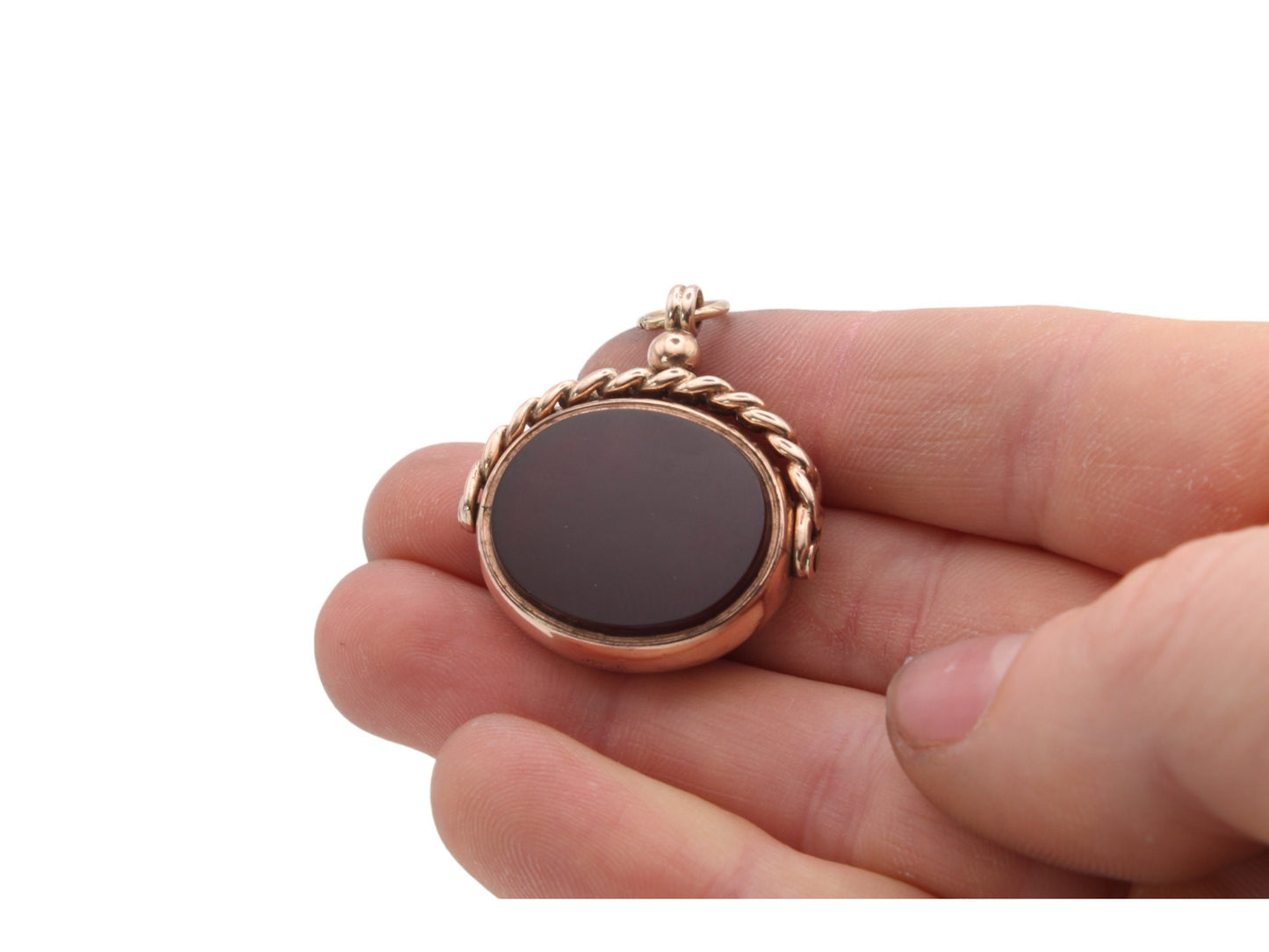 Antique 9ct Gold Bloodstone Carnelian Spinner Pendant c.1890