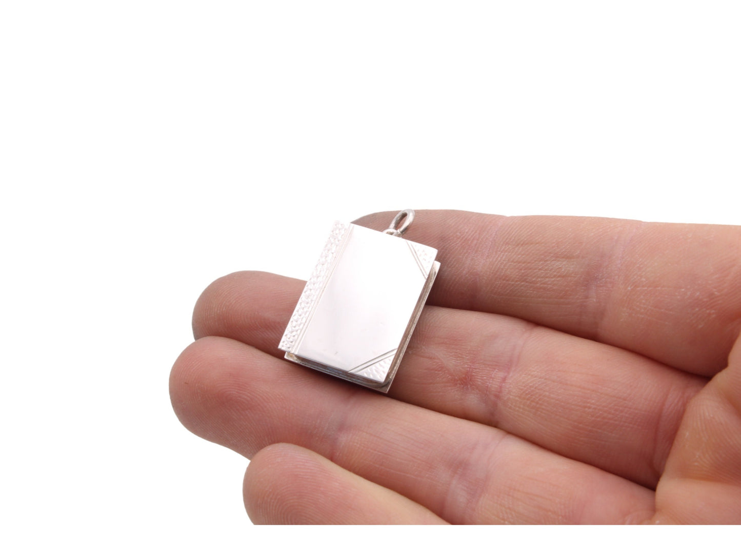 Vintage Sterling Silver Book Locket Pendant